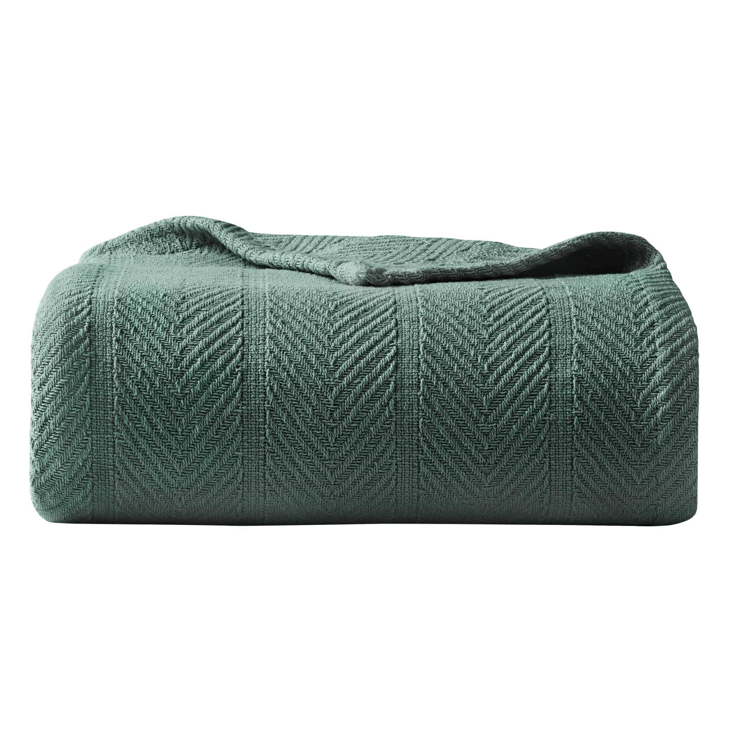 Eddie Bauer Home | Herringbone Collection | 100% Cotton Light-Weight and Breathable Blanket, Cozy and Soft Throw, Machine ...
