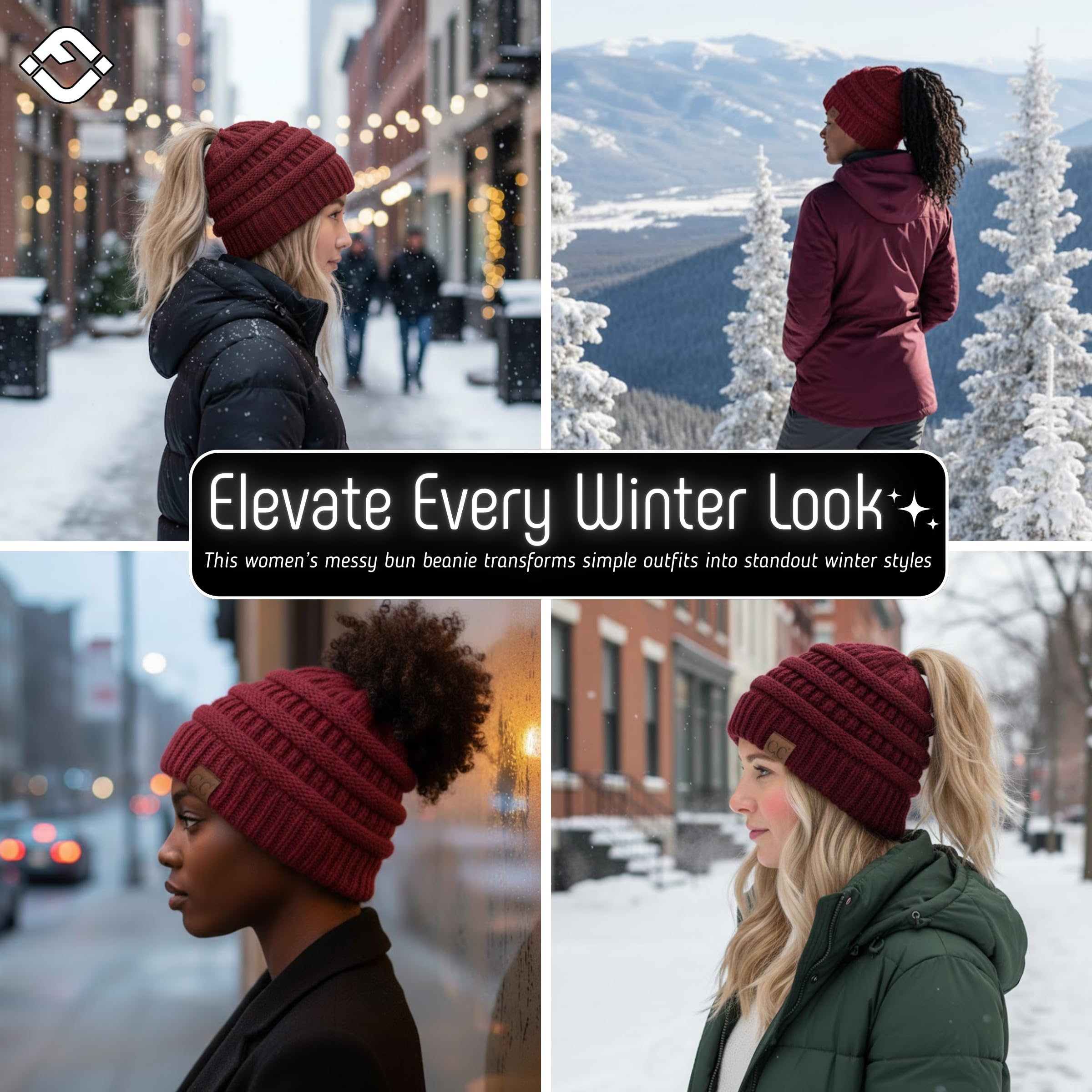Funky Junque Women's Down Beanie Hat (Burgundy_Free Size) 4