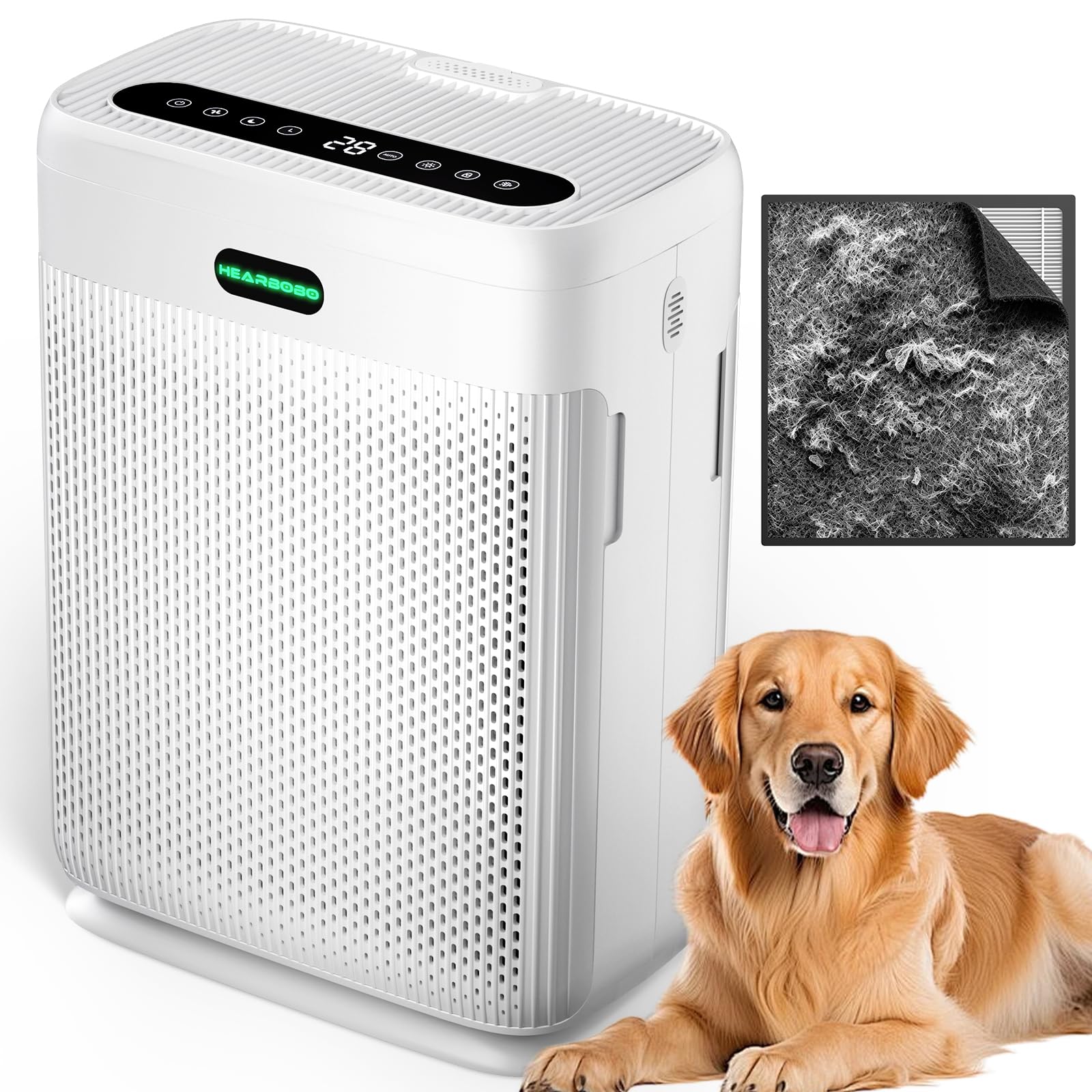 Photo 1 of HEARBOBO Air Purifiers for Home Large Room up to 3000sq.ft with Washable Filters, PM2.5 Air Quality Sensors, H13 HEPA Double-Sided 8X, Air Cleaner for Bedroom, Dust, Pets, Smoke, Pollon