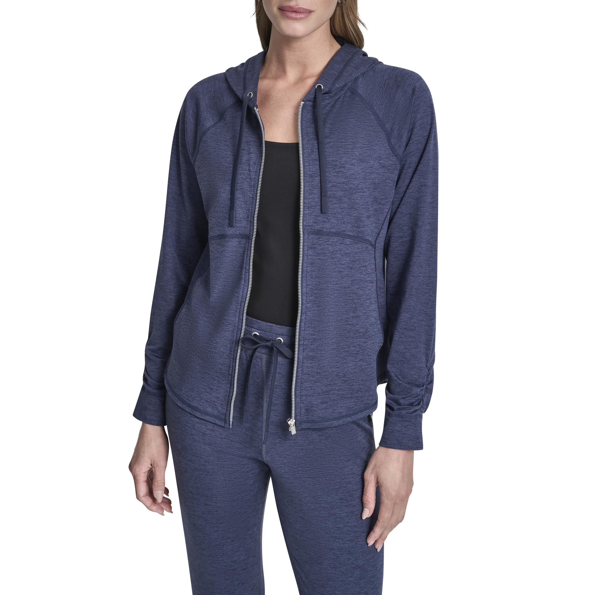 

                                                    DKNY Women's Spacedye Full Zip Hoodie with Pockets