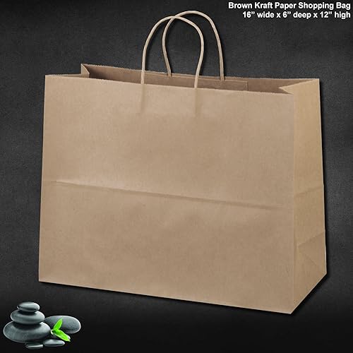 Miniatura 3 de Bagsource - 16 pulgadas x 6 pulgadas x 12 pulgadas  100 unidades  Bolsas de papel kraft café, mercancía, fiesta, bolsas de regalo