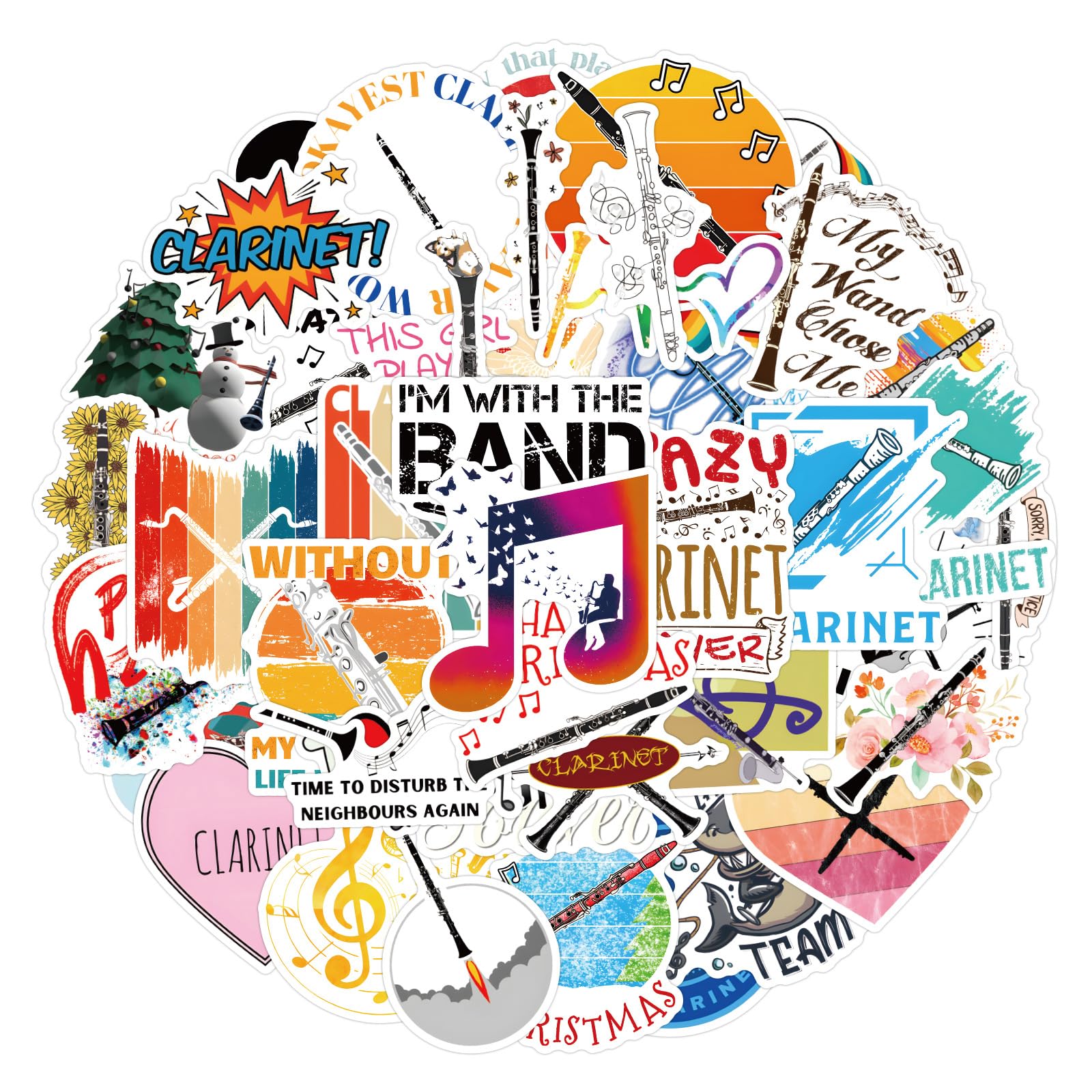100PCS Stickers for Musical Instrument,Music Stickers,Teens Boys and Girls Sticker Pack Vinyl Skateboard Guitar Door Laptop Luggage Car Bike Water Bottle Birthday Party Supplies Stickers