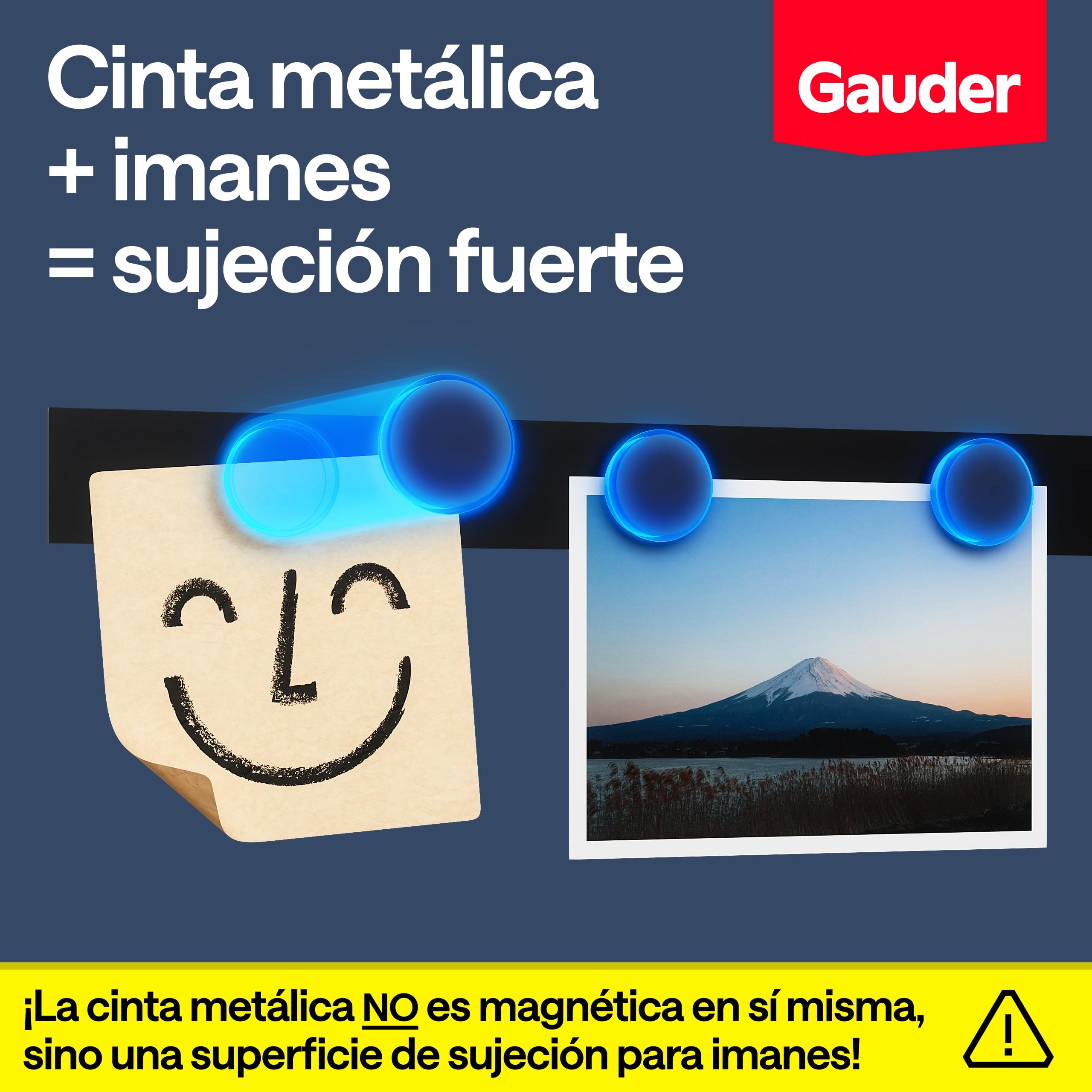 GAUDER Cinta metálica autoadhesiva - Banda magnética para imanes y Figuras Tonie® & estanterías - Cinta ferrosa & banda de hierro para manualidades y organización (1 m x 35 mm - negro)