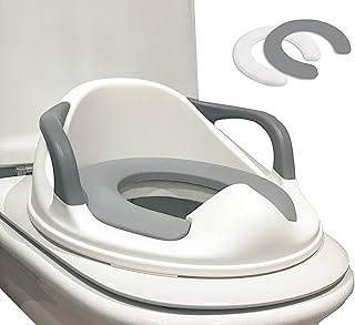 Babify Reductor WC para niños - Adaptador para Inodoro - De 1 a 8 Años - 2 Cojínes Antideslizante Incluidos - Facil Limpieza - Color Blanco/Gris