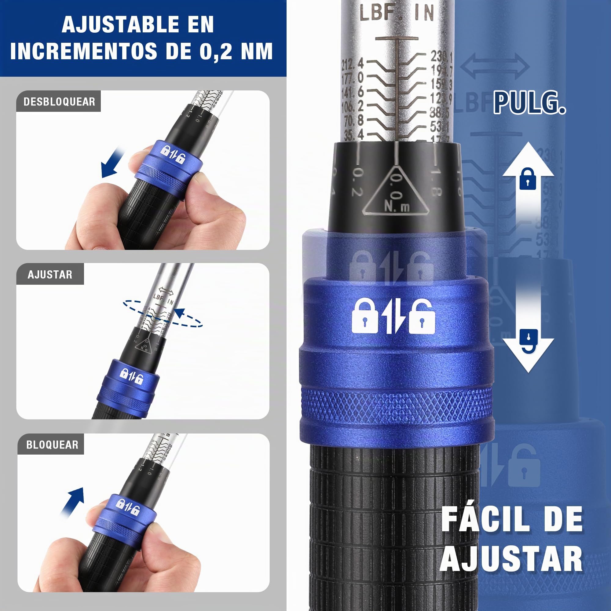 WORKPRO Llave Dinamométrica, 1/4", 2-26Nm, 14 Piezas | Precisión de ±3%, Carraca de 72 Dientes con Barra de Extensión para Bicicletas, Motos y Automóviles