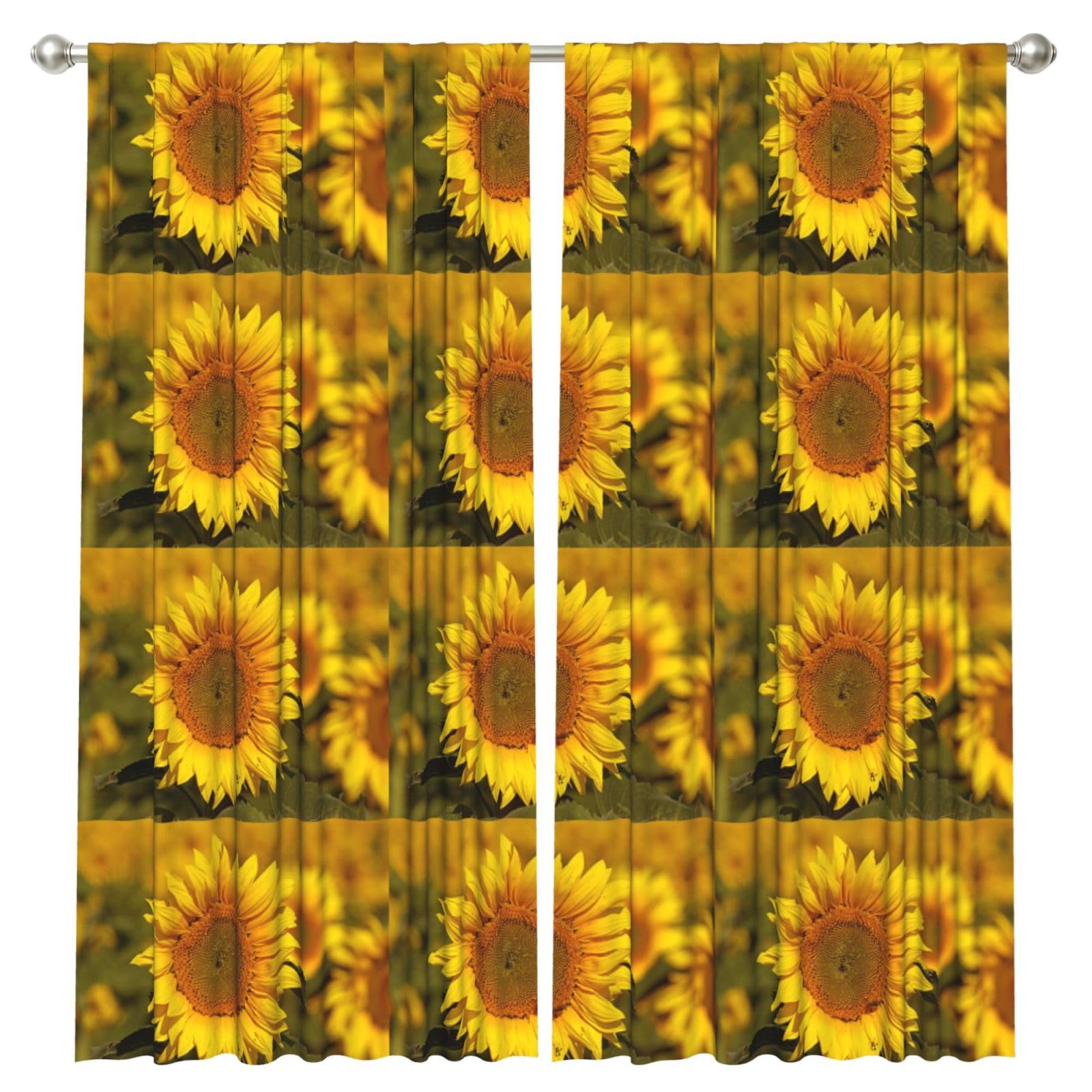 InOmak Sunflower, 2 Panels Window Curtains 52 x 84 Inch Blackout Curtains for Living Room Bedroom