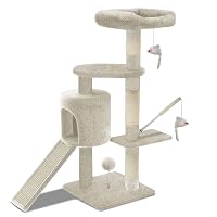 VOUNOT® Tiragraffi per Gatti, Albero Tiragraffi Gatto di Naturali Sisal con Cuccia Graffiatoio