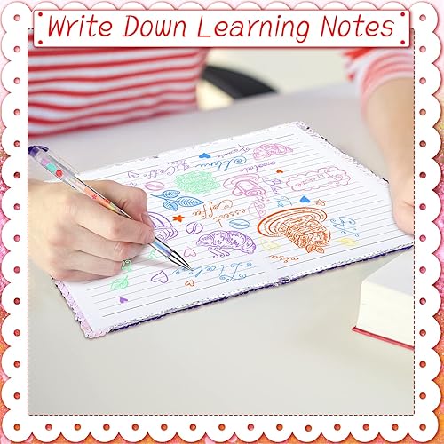 Miniatura 7 de Outus Diario de lentejuelas para niñas con 4 bolígrafos de tinta de gel de color con purpurina, cuaderno reversible, lindo diario de escritura