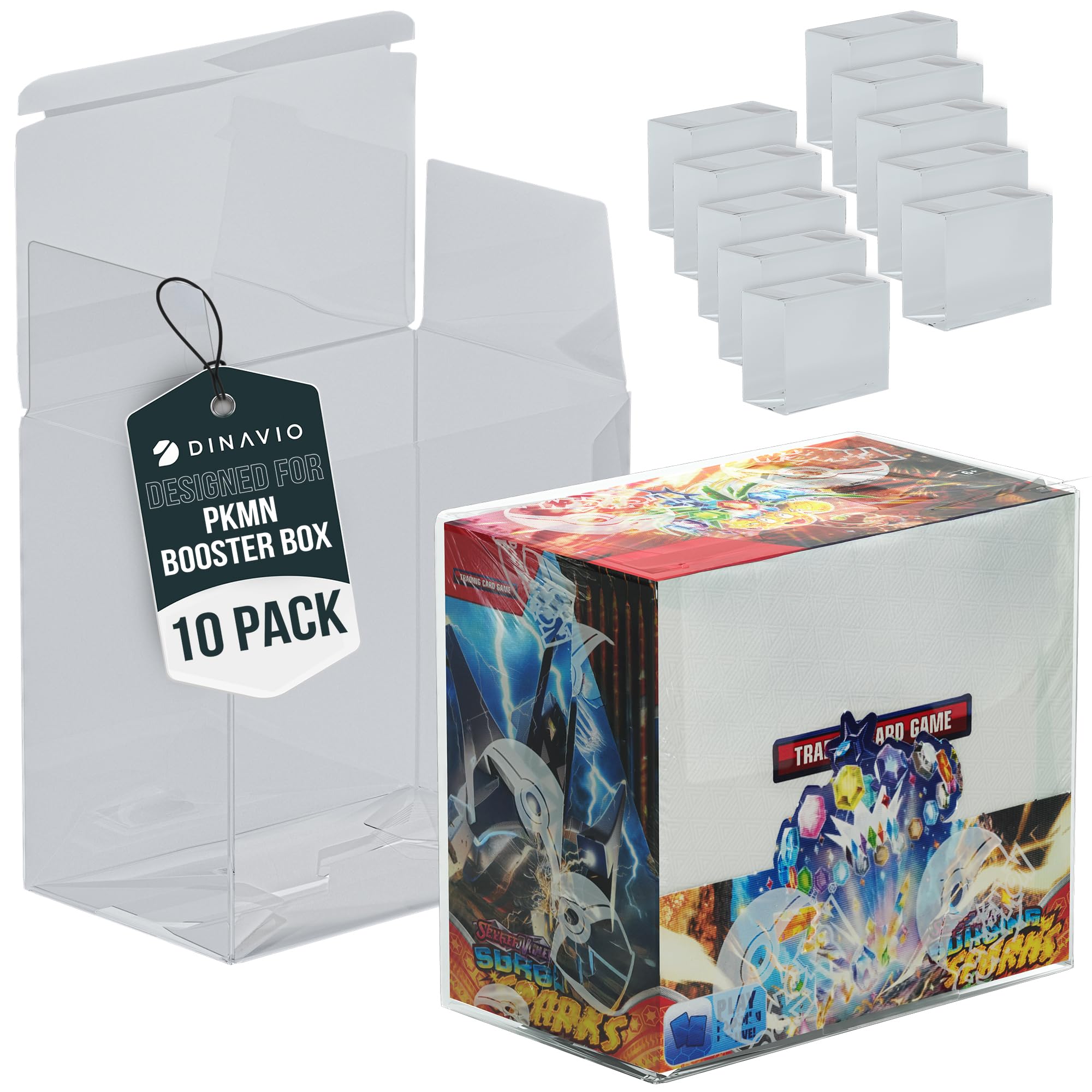 Dinavio Crafthouse Plastic PKMN Booster Box Protector 10 Pack - Booster Box Case Display Protectors - Compatible with English PKMN Booster Boxes - 0.5mm Thick (Pack of 10)