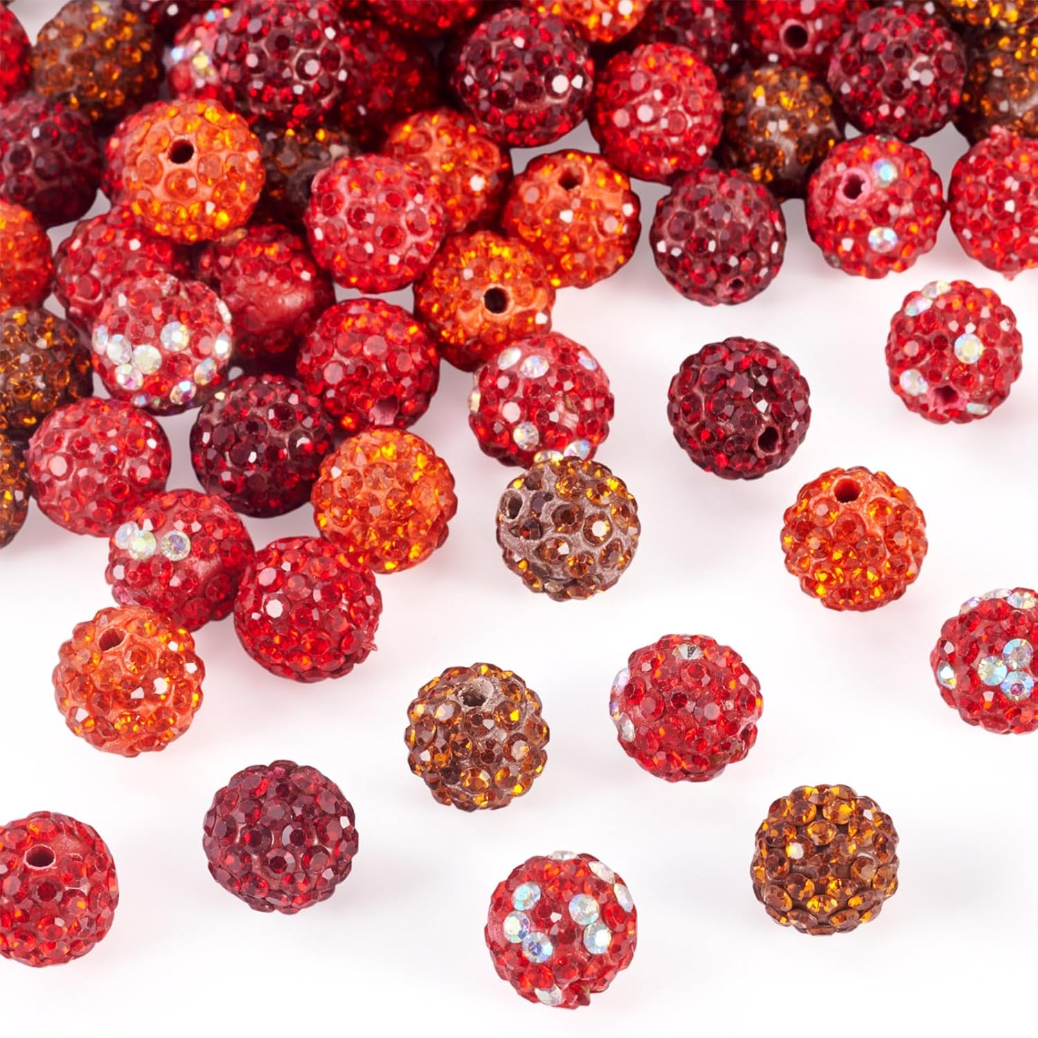 100 Pcs Polymer Clay Rhinestone Beads Disco Ball Beads 10mm Round Bead Shiny Crystal Clay Pave Diamond Rhinestones Bead for Bracelet Necklace Earring DIY Jewelry Making Party Decor,Red - Image 8