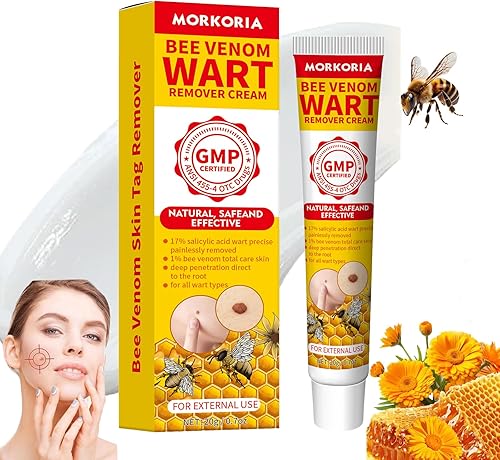 Crema removedor de verrugas de veneno de abeja, el mejor removedor de marcas de piel, 17% ácido salicílico, crema de restauración de la piel, espray