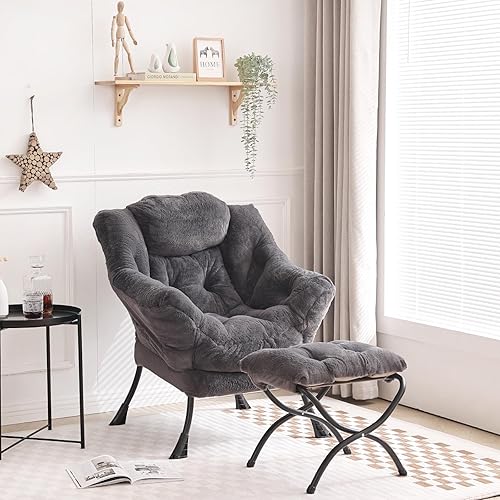 Miniatura 6 de Tiita - Sillón reclinable con otomana, grande, moderno, silla de ocio, de lectura, con reposapiés, para dormitorio, sala de estar, dormitorios,
