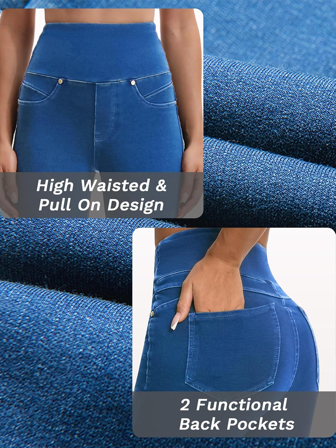 Stretchy Jeans for Women High Waisted Jeggings Tummy Control Slim Fit Jeans Pull On with Pockets Stylish Casual - Image 5