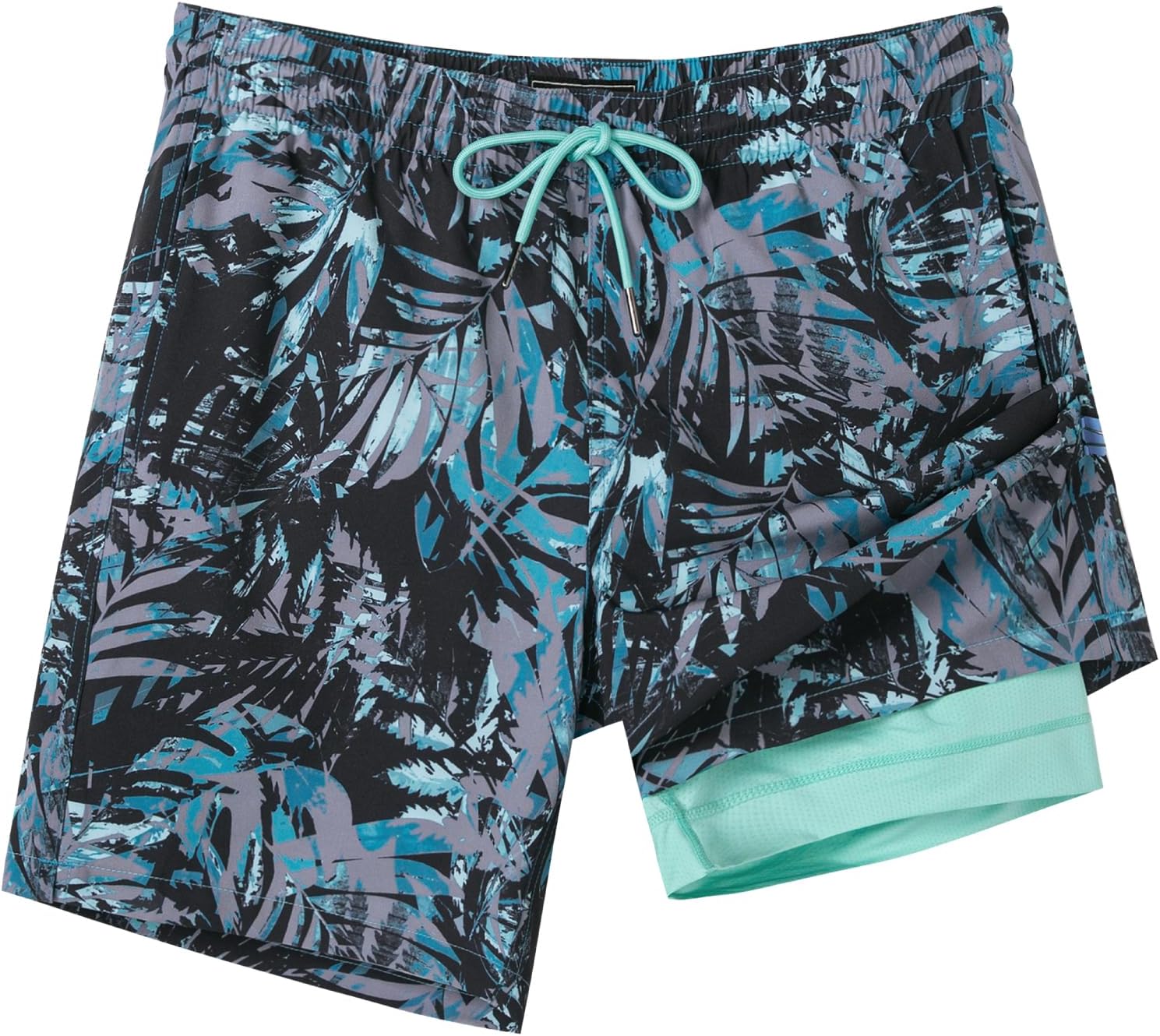 SURF CUZ Mens Swim Trunks with Compression Liner Swim Shorts 7" Swimming Trunks Stretch 7 Inch Swim Suits Quick Dry