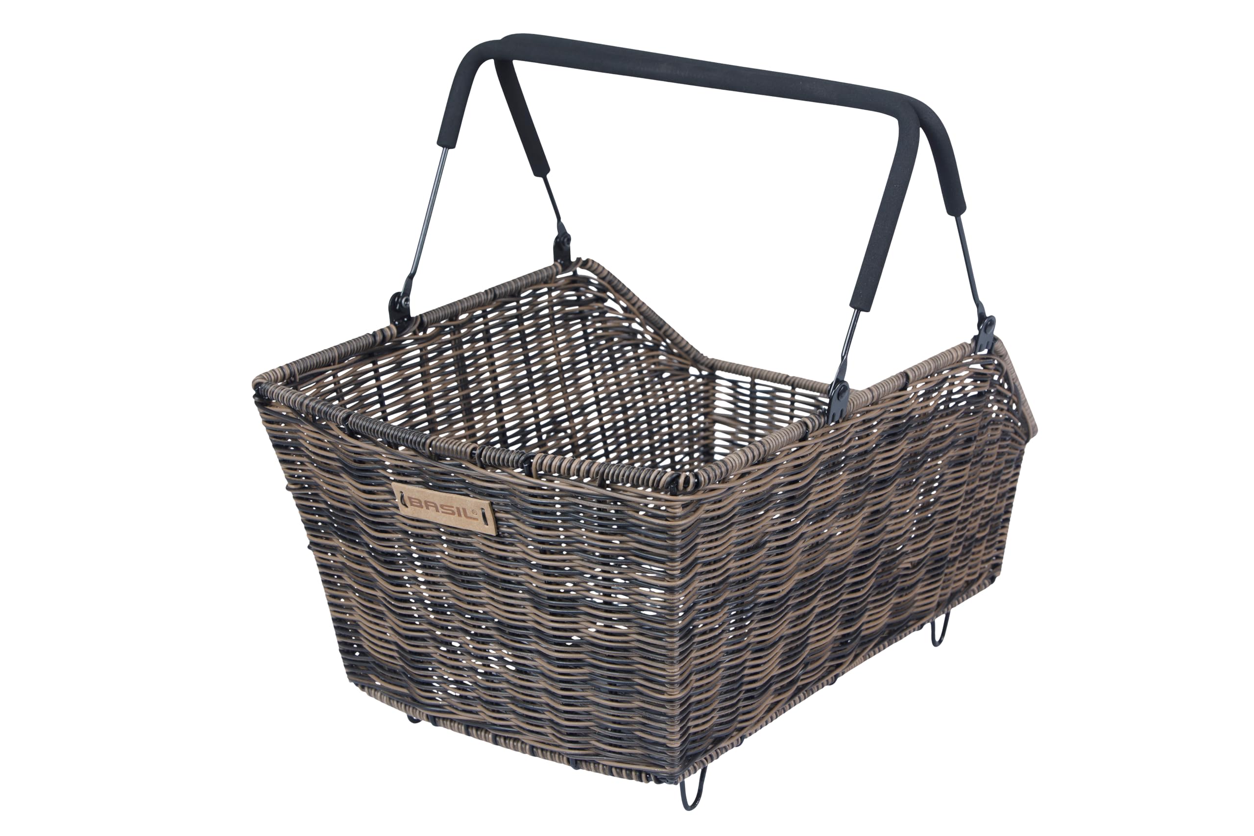 Basil Cento Fahrradkorb – Hinterrad – Multi-System – Rattan Look – wetterfest – 22 Liter – Braun