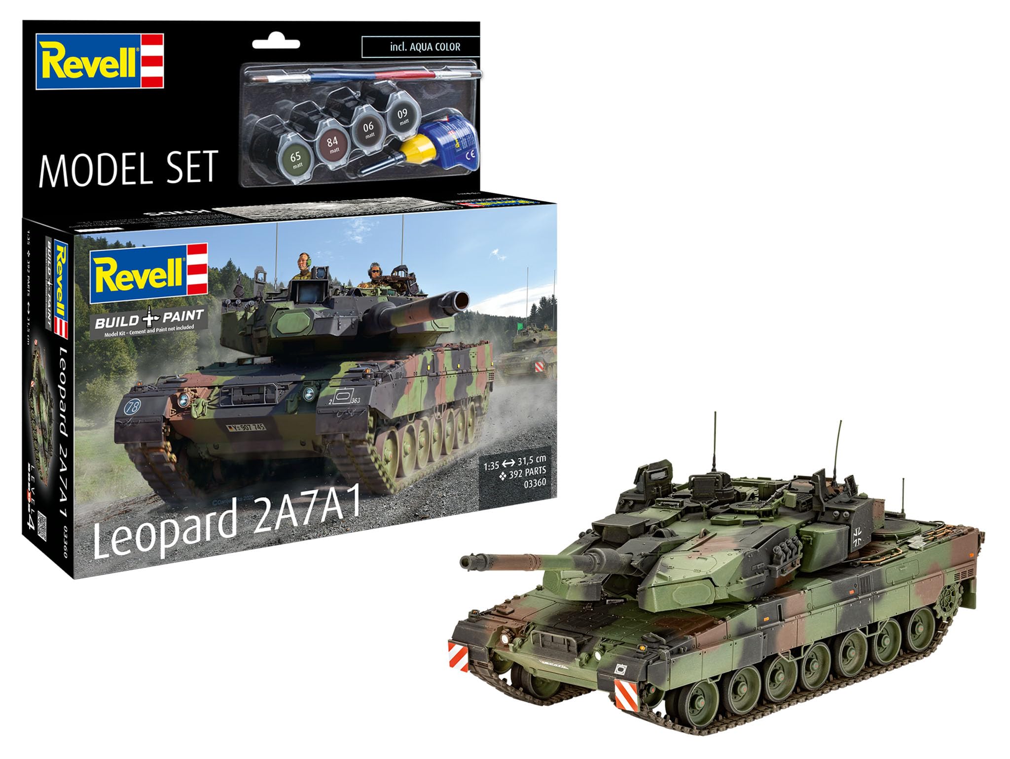 Revell 63360 zestaw modeli Leopard 2A7A1 skala 1:35 niezabudowany/niepomalowany plastikowy model zestaw z akcesoriami