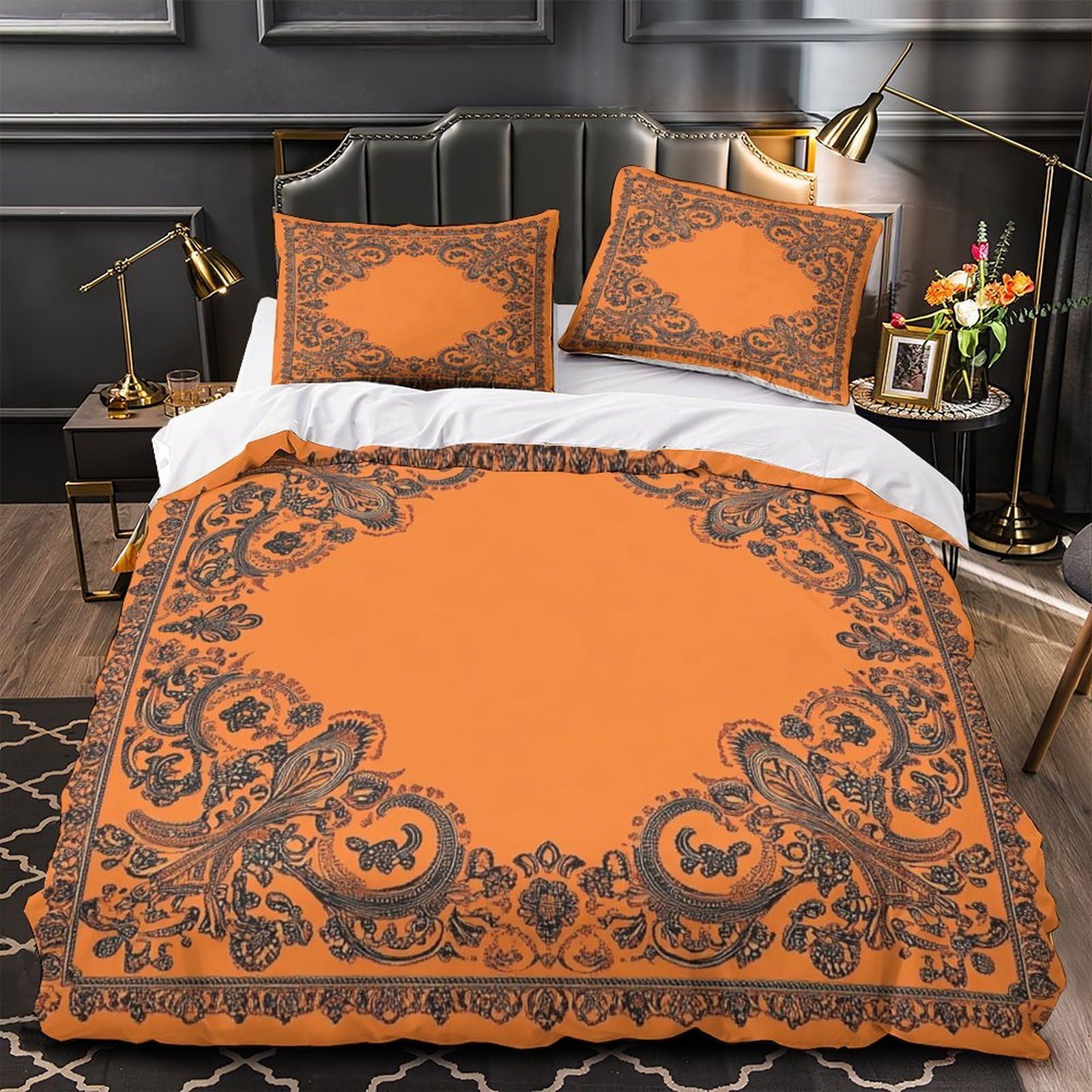 Housse de couette respirante motifs floraux lit super king avec fermeture éclair