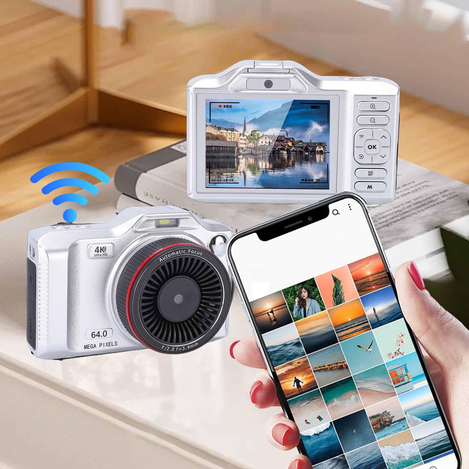 Amazon | VBESTLIFE 写真用 4K デジタルカメラ、デュアルレンズ付き