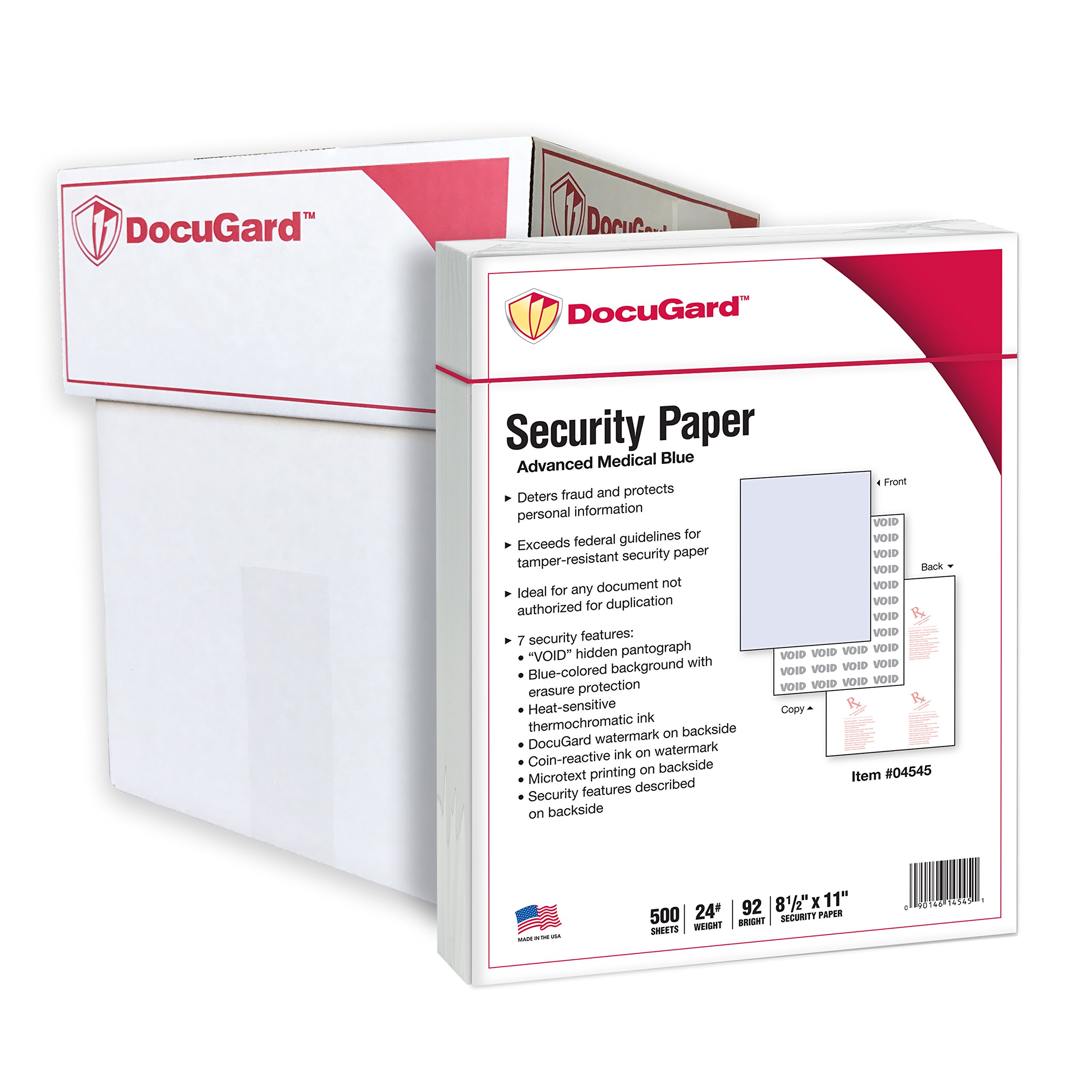 Photo 1 of DocuGard Advanced Blue Security Paper, 7 Features, 8.5 x 11 Inches, 24 lb, 2500 Sheets (04545C) Blue 2500 Sheets Advanced, 7 Features