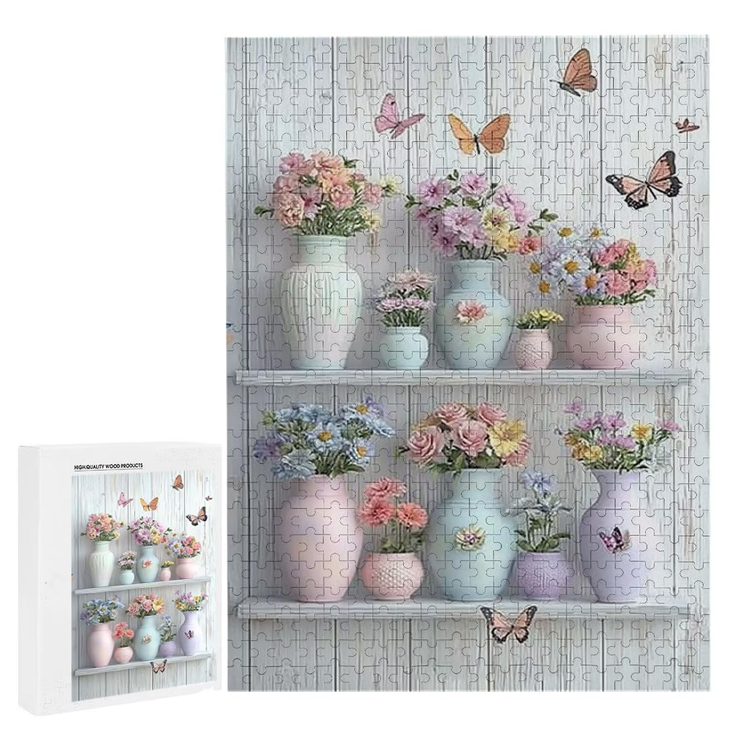Puzzle dla dorosłych, 1000 elementów, stojak na kwiaty, 1000 puzzli dla dorosłych, gra edukacyjna, 76 x 50 cm, odpowiednie do dekompresji i dekoracji ścian pokoju, prezenty j-428