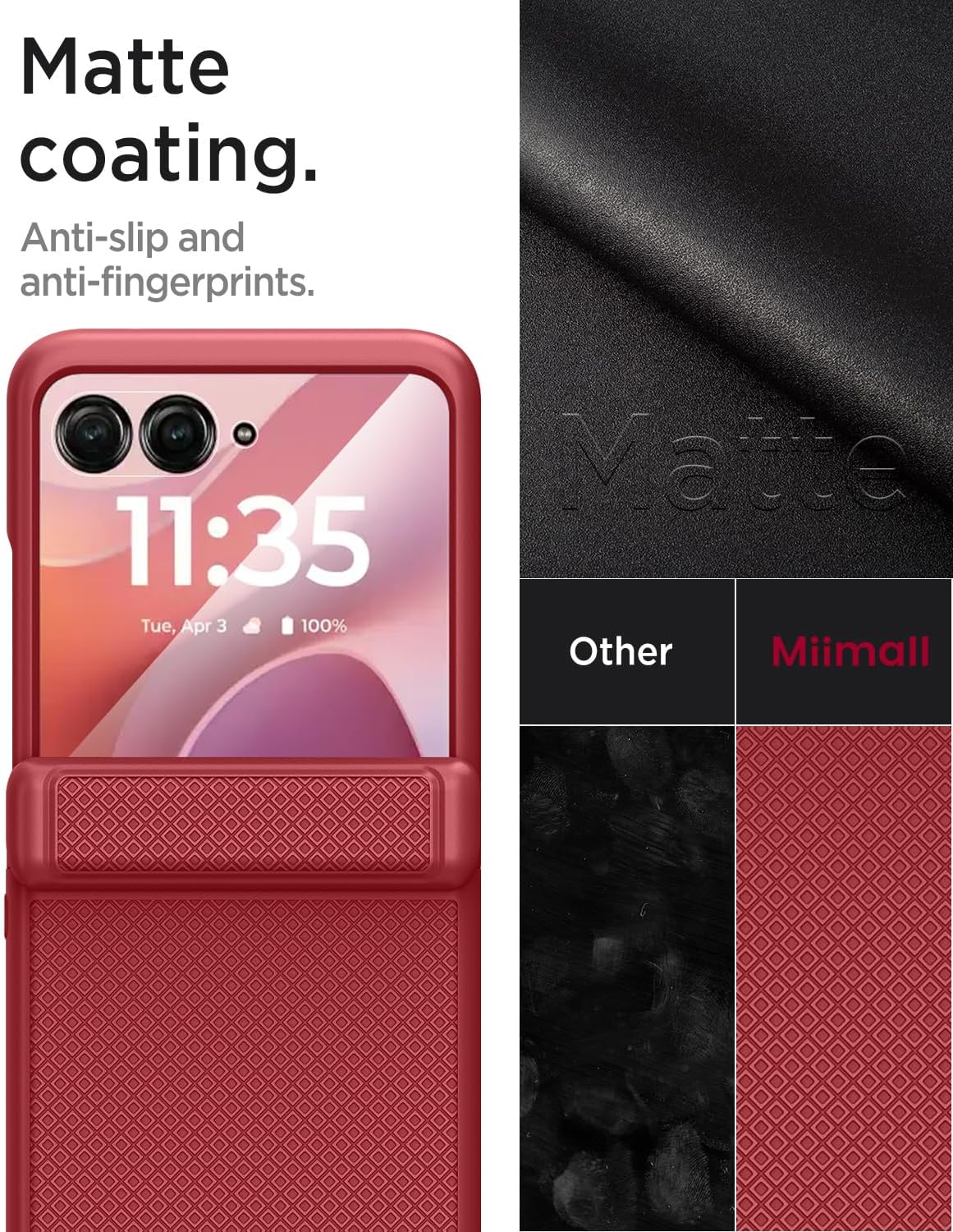 Miimall for Motorola Razr 2025 Case with Hinge Protection,Moto Razr 2025 Case Women [with Screen Protector][Military Grade Shockproof]Slim Hard Drop-proof Heavy Duty Rugged Non Slip Grip Cover,Winered