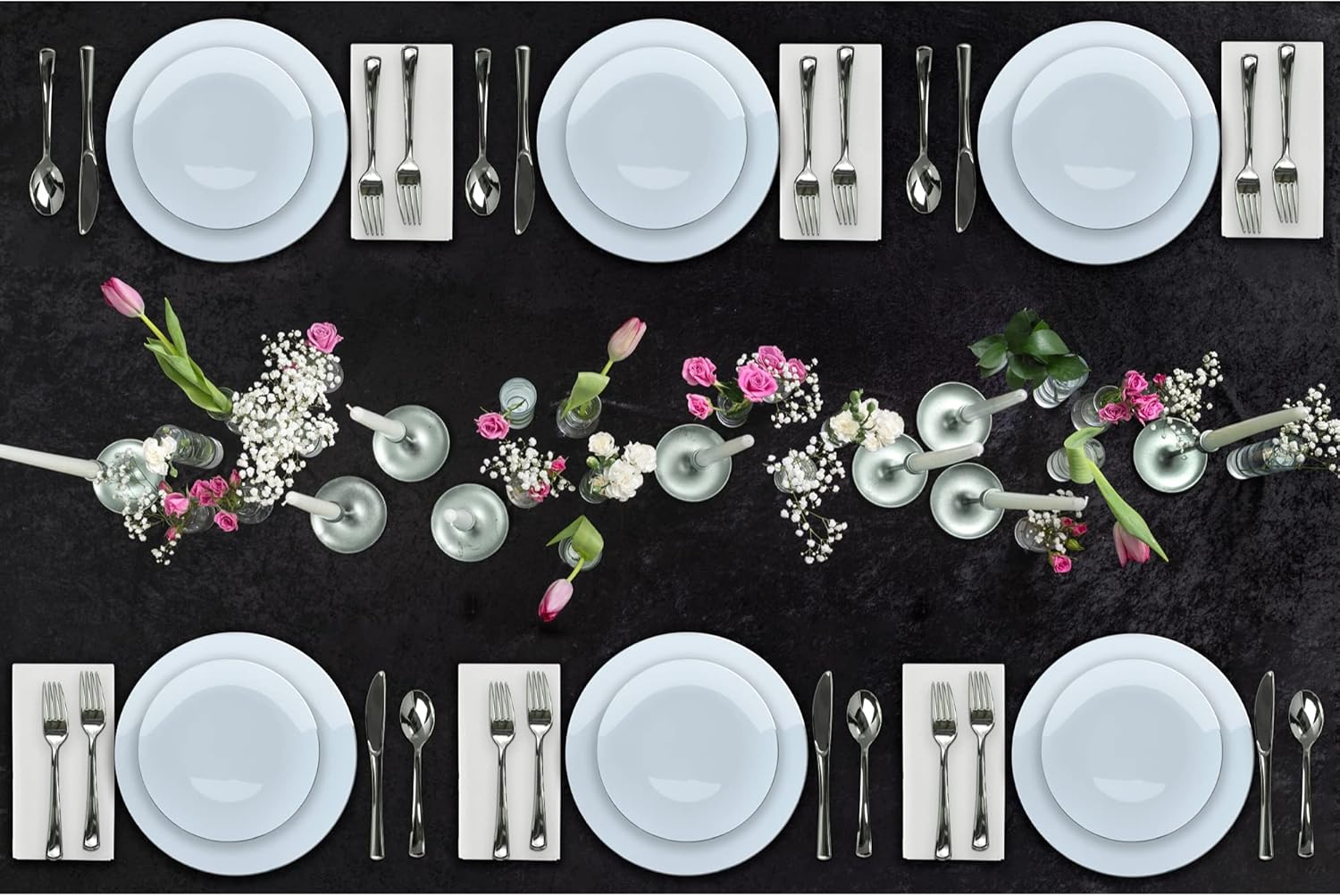 Trendables Disposable Plate Set with Cutlery - Sage Silverware Set Includes 40 Plastic Plates, Forks, Spoons, Knives and Dessert Spoons