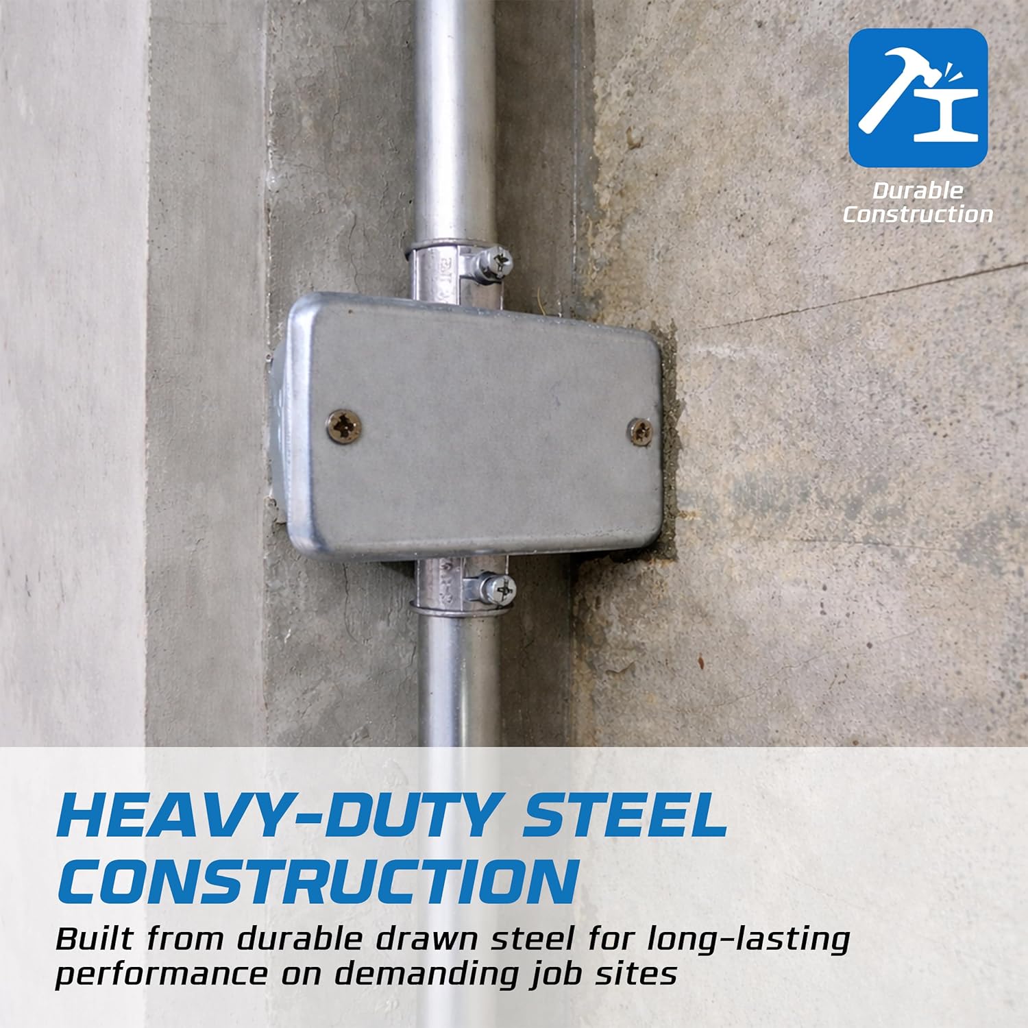 OHLECTRIC 4 Pack - 4x2 Single Gang Rectangle Blank Outlet Cover, Fire Rated | Ideal for Steel Junction and Device Box Covers for Wiring Connection Protection and Wiring Devices