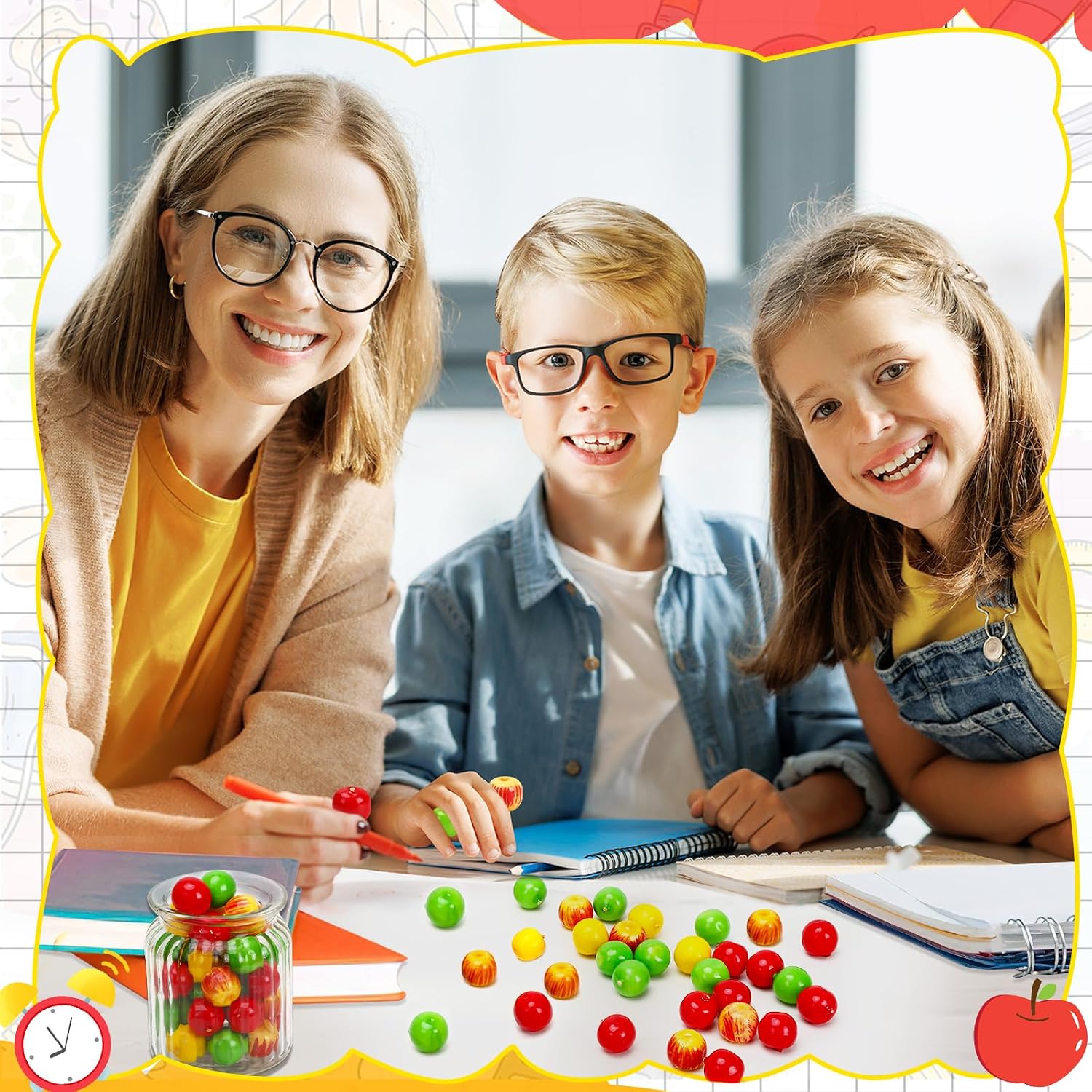JUNEBRUSHS 120 Pcs Artificial Mini Foam Apples, Red Green Yellow Apples image 3
