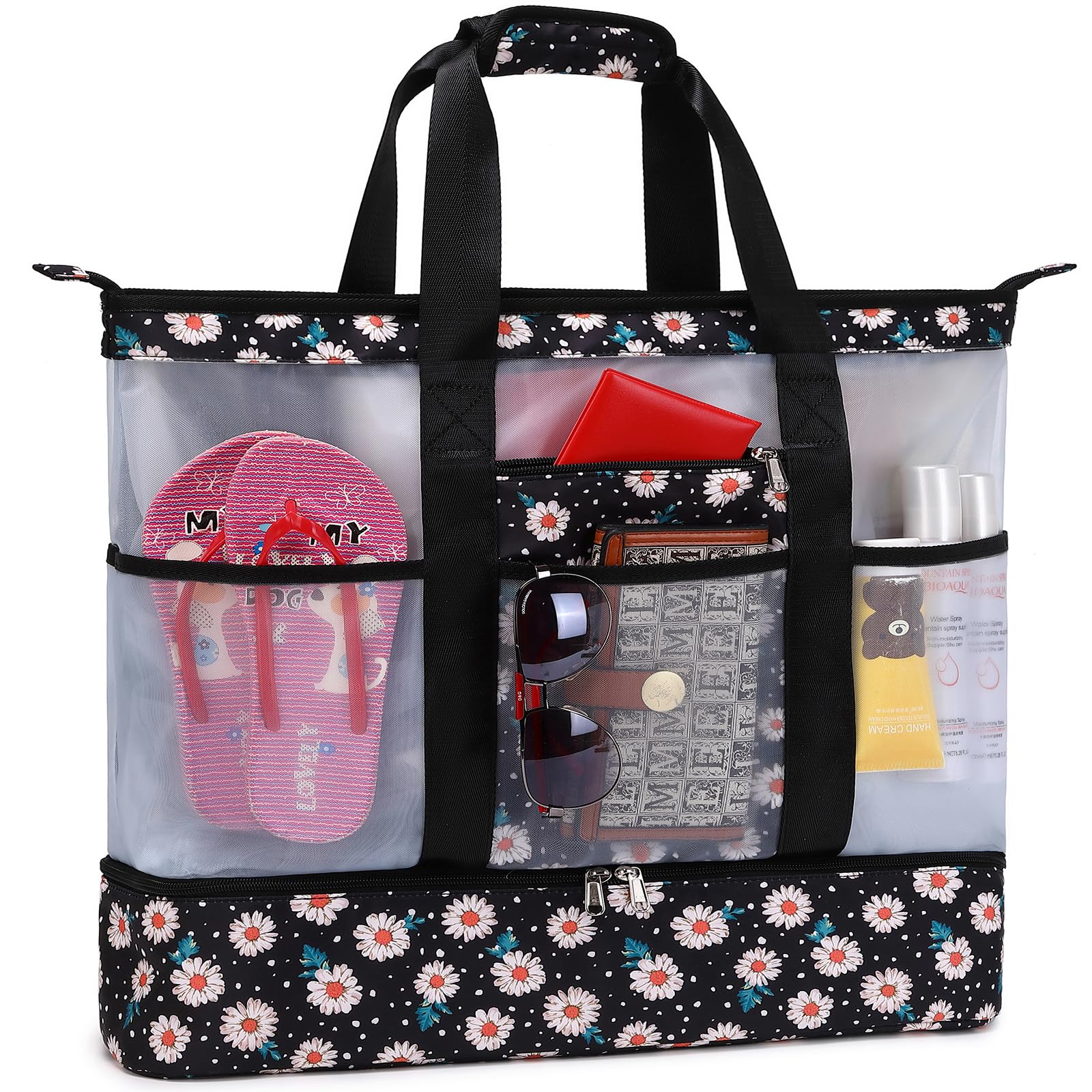 KimwadalhBolsa de Playa con Cremallera,Bolsa de Natación Impermeable Bolsos Totes para Mujer,Bolse de Playa Grande Bolso Playa de Verano,para Piscina,Viajes a la Playa,Picnics