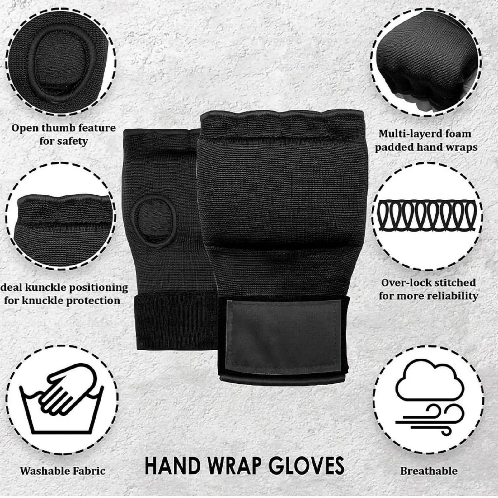 Fasce interne in gel da boxe per uomo e donna, con fascia da polso lunga, guanti imbottiti elasticizzati, per Muay Thai, MMA, kickboxing, arti marziali, taekwondo, sacco da boxe