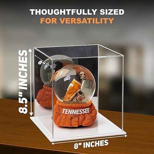 Vista 491 de Better Display Cases Versátil vitrina de acrílico transparente - Caja rectangular grande con base blanca 18" x 12" x 3" (BK09)