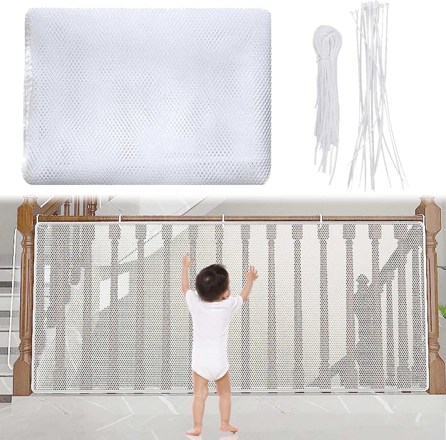 Filet D’escalade Et De Sécurité Pour Enfants – Nylon 6 Mm – Maillage 5 Cm – Charge 250 Kg – Protection Pour Balcon, Fenêtre, Jardin – Taille 2x2 M