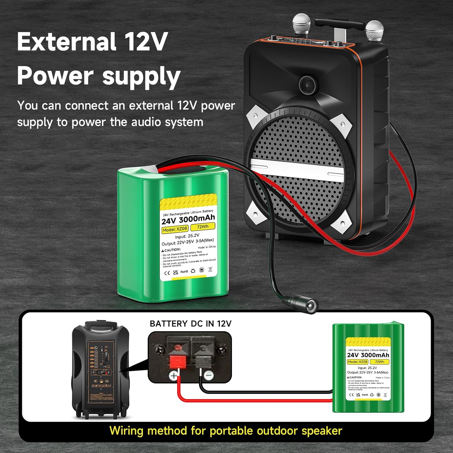 3000mAh 24V Rechargeable Battery with Charger, Bare Leads Battery Pack Compatible with 24V Devices, DIY Project, Speakers, RC Car, LED Strip, Toys, Solar Panels, Camcorder, etc - Image 4