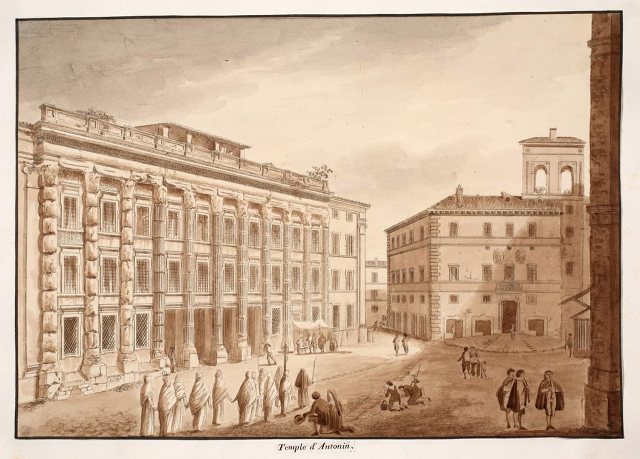 ARTXLXXBN Famous Prints Artwork Pictures Poster Painting Art Antonine Temple by Agostino Tofanelli Artwork Landscape Pictures for Home Decor 60x90cm