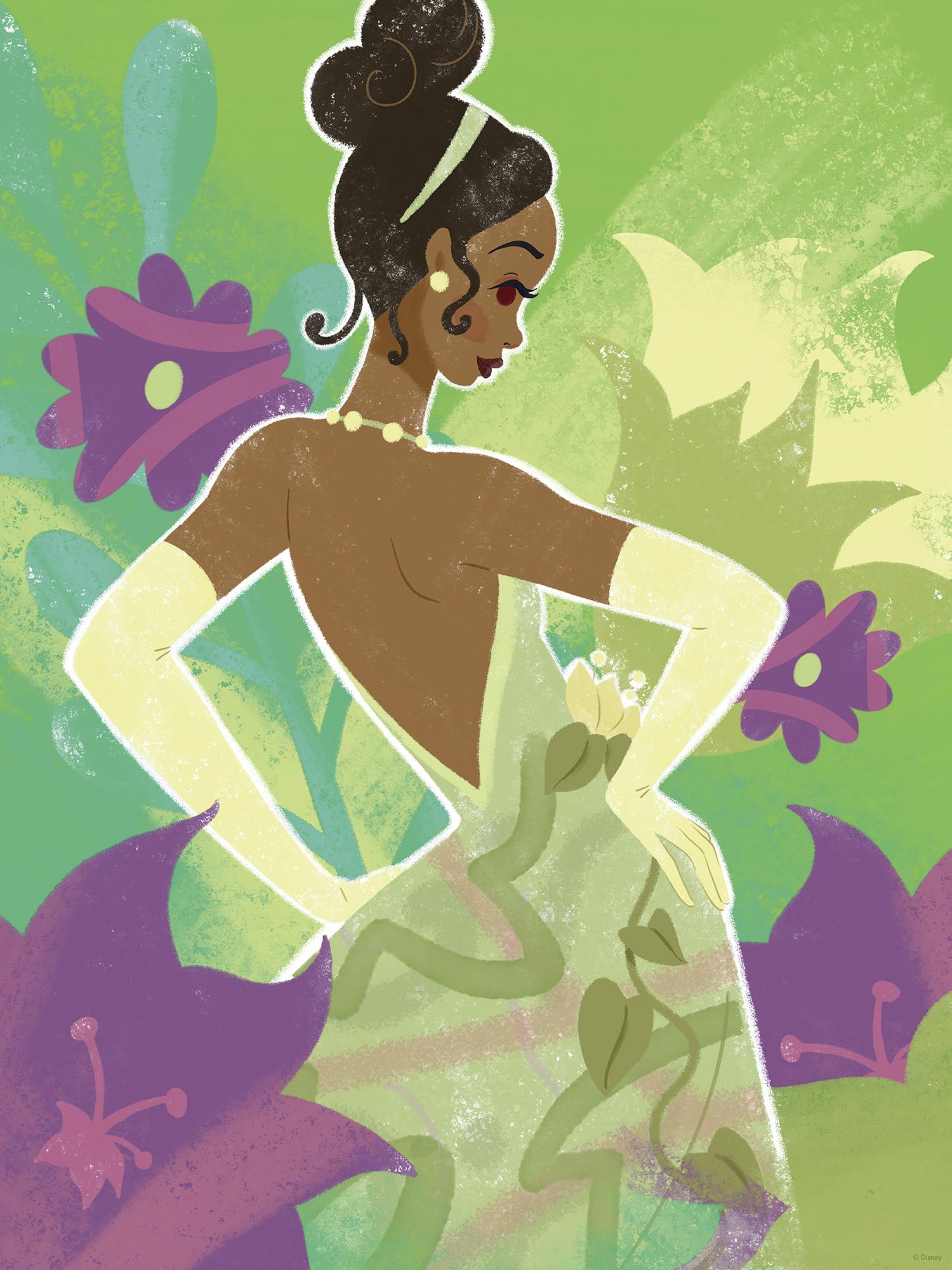 Komar Wall Picture Disney Princess Tiana in Green - Size 30 x 40 cm - Children's Room Wall Decoration