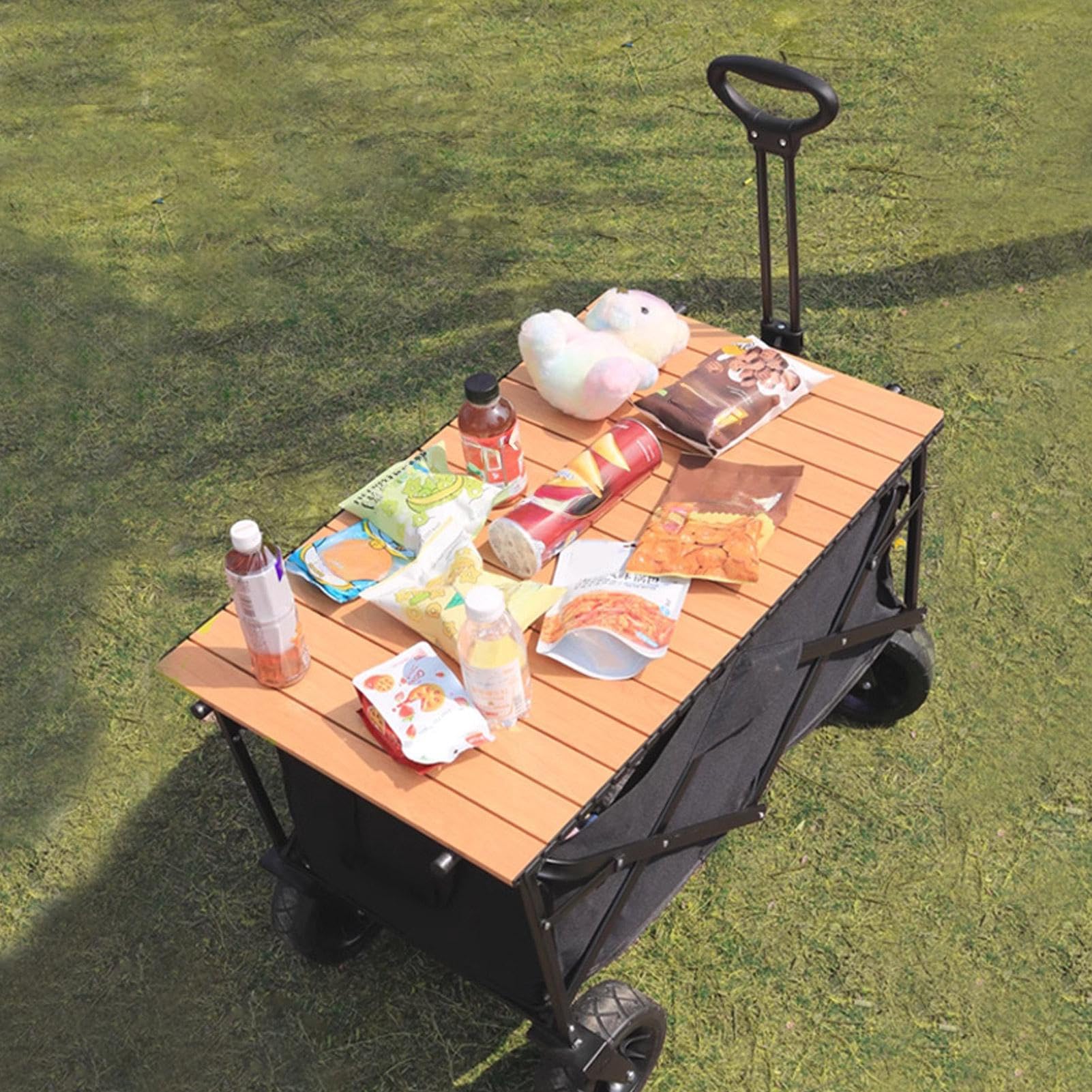 Genérico Tablero para Carro Exterior,75x55cm Tablero De Carro De Jardín De Metal,Mesa Plegable De Camping,Accesorios De Campamento para Actividades De Viaje Coche Barbacoa Interior Camping Playa