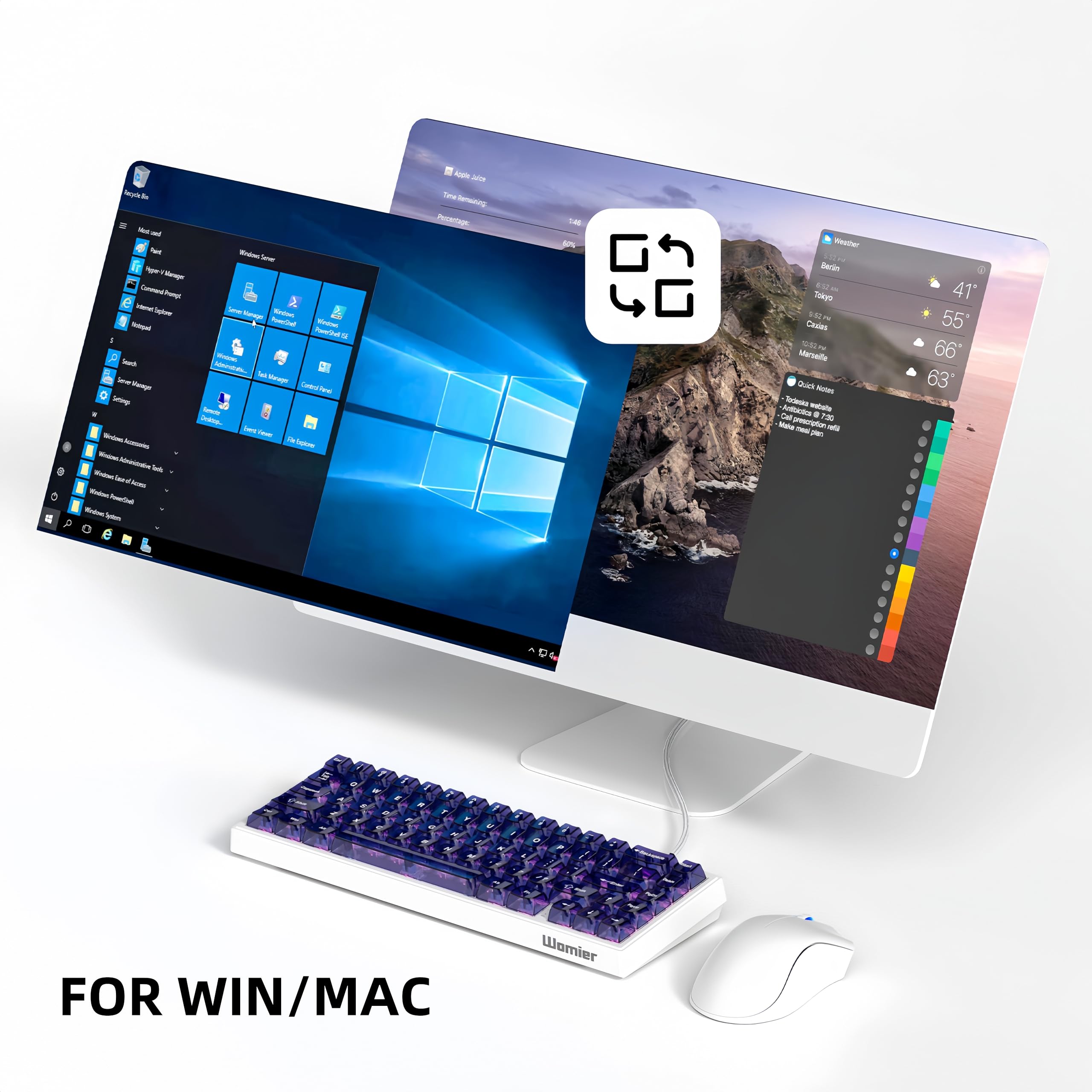 dagaladoo M68 HE V2 60% Wired Gaming Magnetic Keyboard with Adjustable Actuation,Hall Effect Gaming Keyboard Rapid Trigger,RGB HotSwap Custom Mechanical Keyboard,Purple Jelly keycaps trasparent