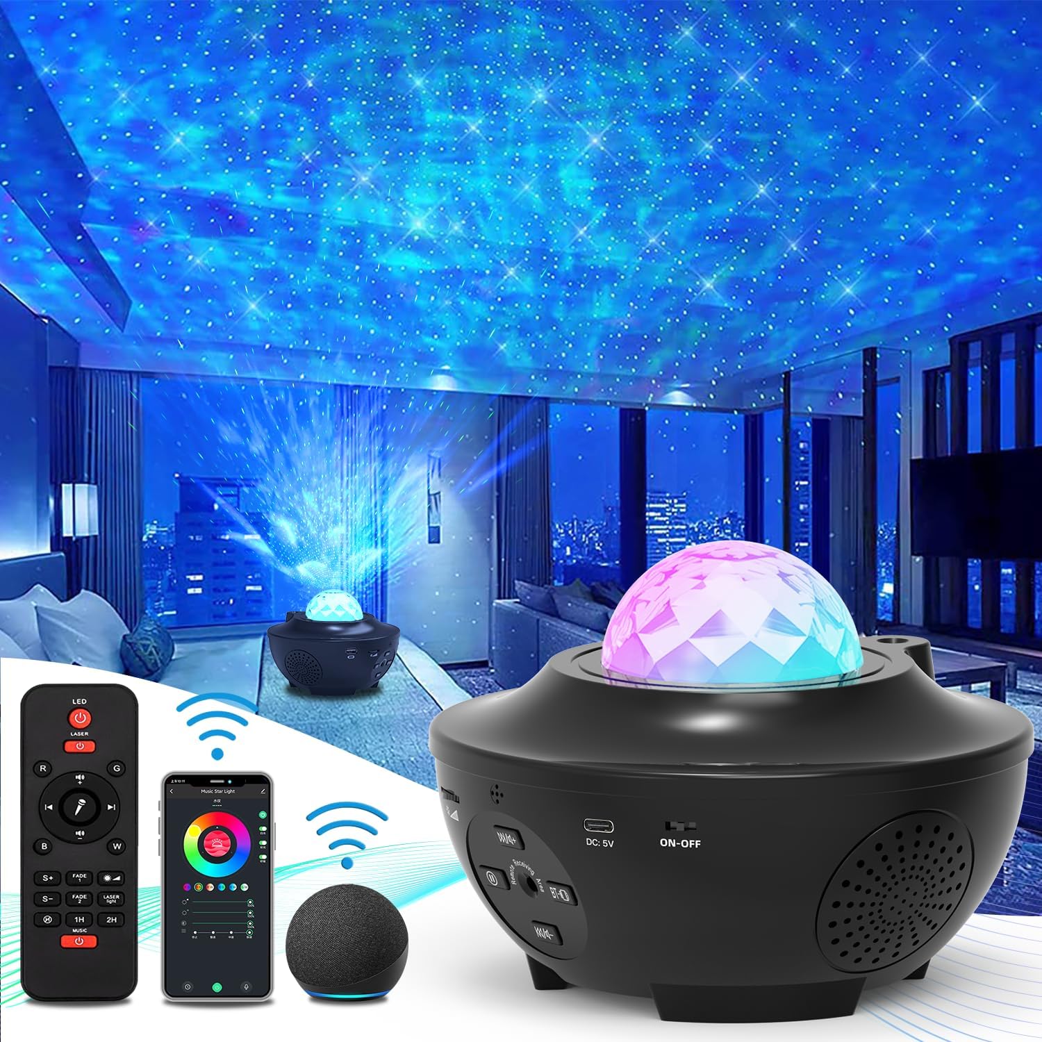 MERTTURM Galaxy Aurora Projector - 3-in-1 LED Northern Lights Star Projector With White Noise & Bluetooth Speaker - Perfect Gift For Adults And Kids - Bedroom Room Decor | Buy Now With