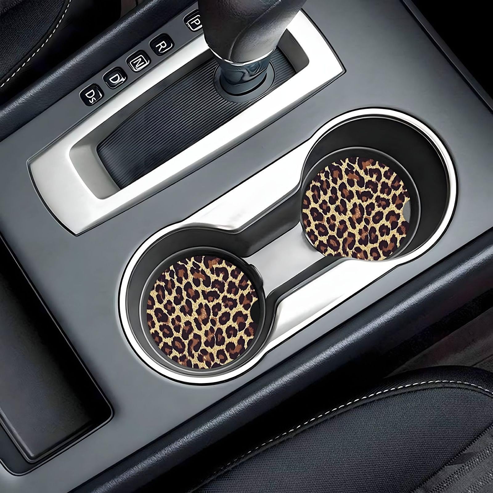 ABLESKY Sottobicchieri per portabicchieri per auto, confezione da 2 sottobicchieri assorbenti antiscivolo per auto, 6,5 cm, in ceramica, dimensioni universali, accessori per interni auto, donne e