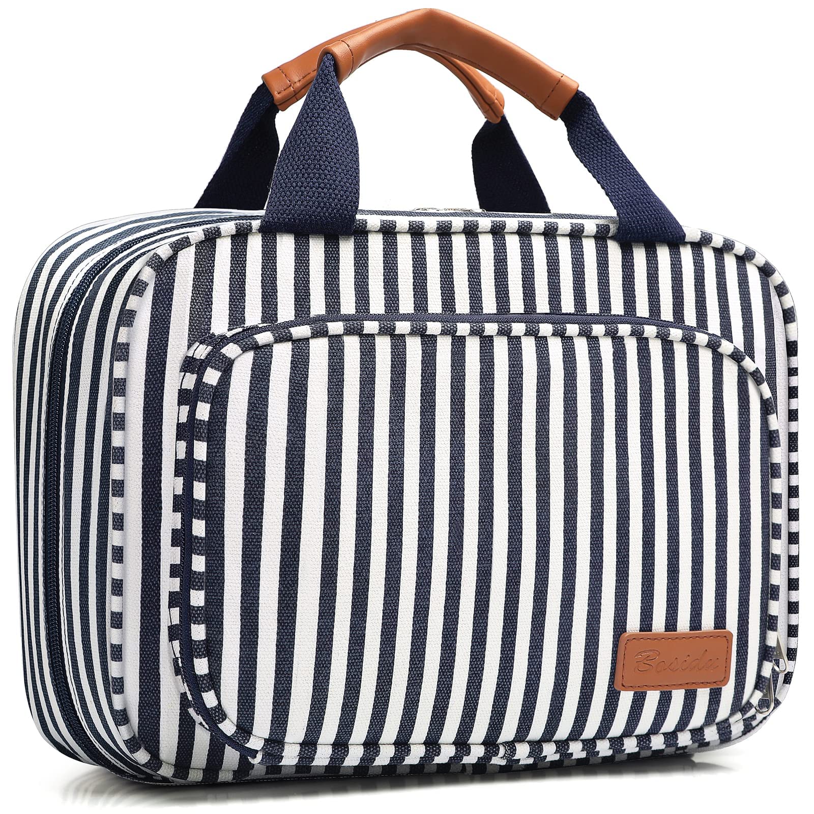 Neceser de aseo para mujer, gran capacidad de viaje impermeable y colgante, estuche de maquillaje para mujer y hombre, estuche de maquillaje de viaje, Z-azul, Grande, Minimalista