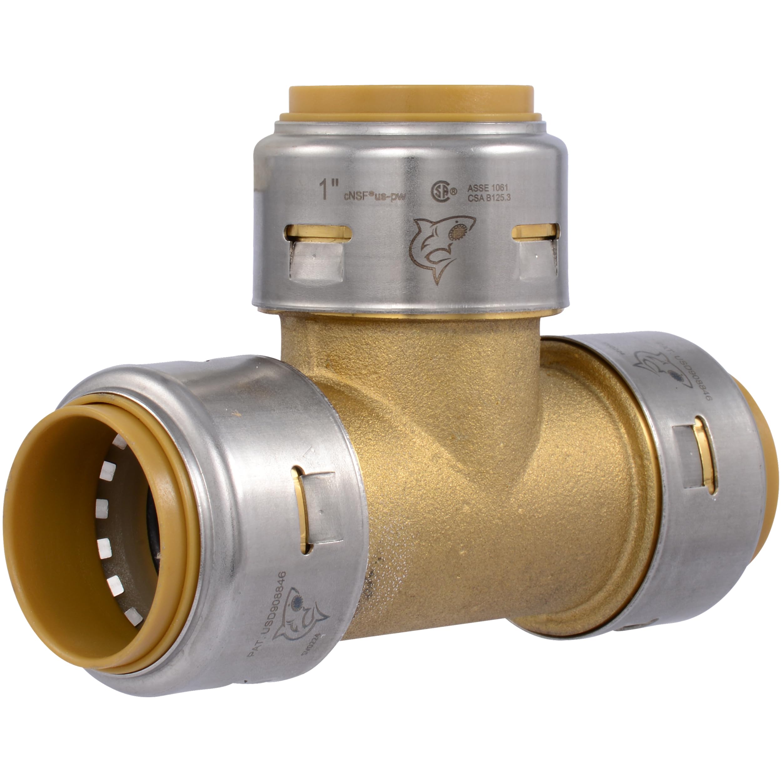 SharkBite Max 1 pulgada Tee, empuje para conectar latón accesorio de fontanería, tubo PEX, cobre, CPVC, PE-RT, HDPE, UR374A