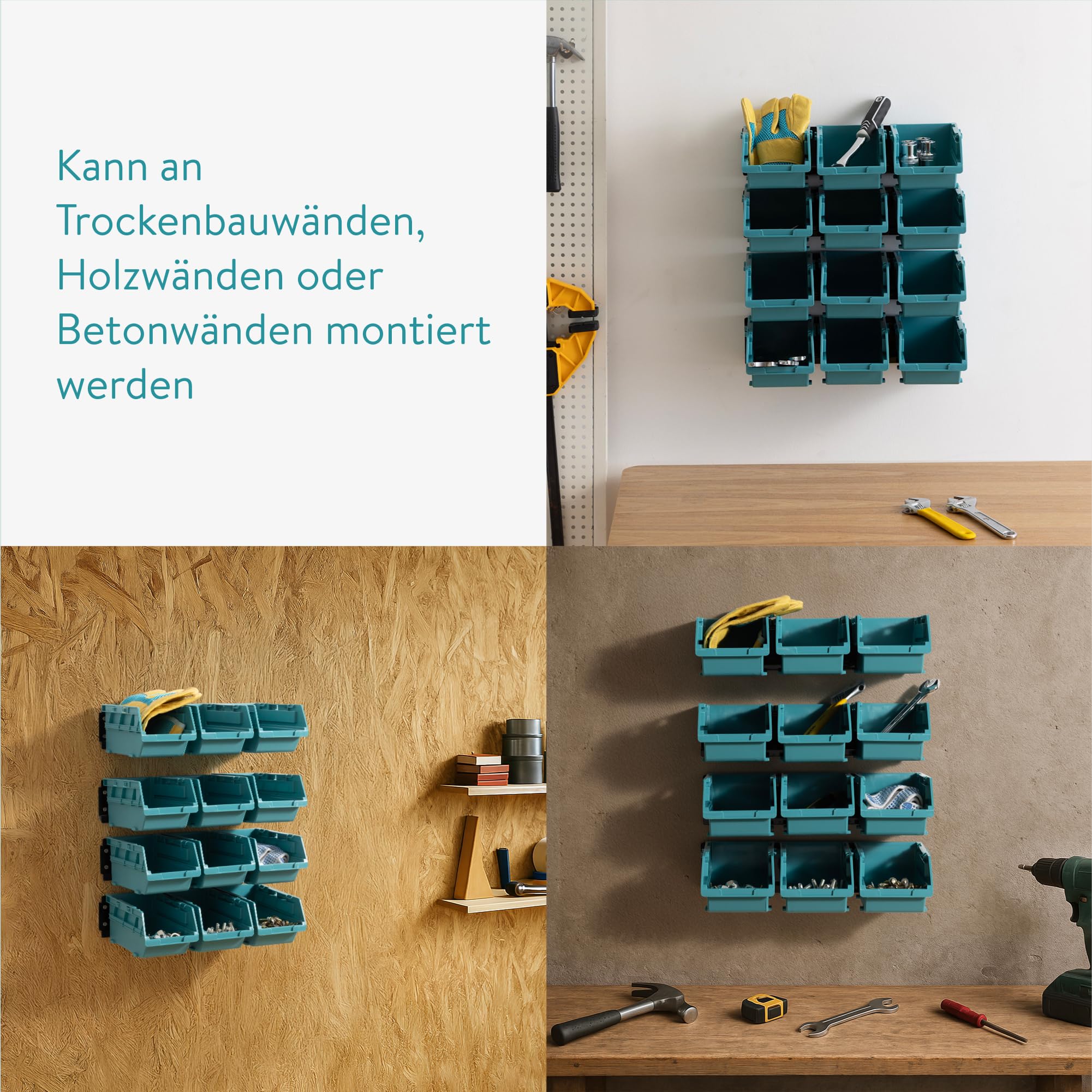 Navaris 12er Set Schrauben Sortierbox für Werkzeugwand - Werkstatt Organizer mit 12 Stapelboxen - Schraubenregal Schrauben Aufbewahrung