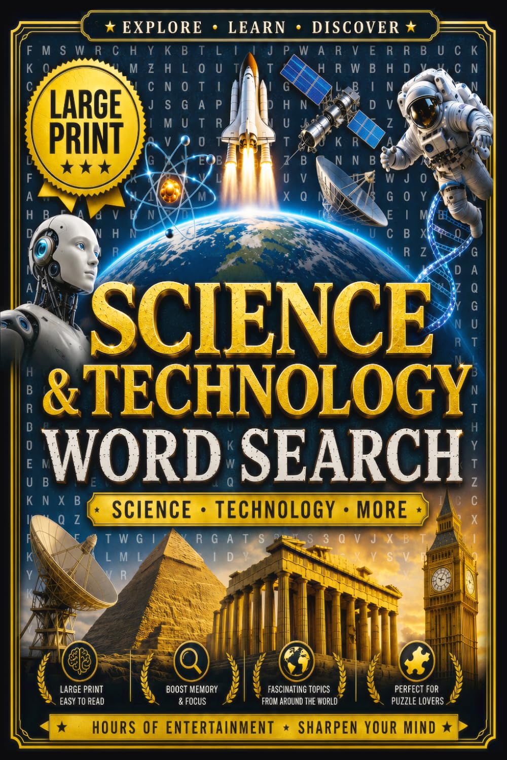 Science and Technology Word Search: Large Print Brain Games with Space, Inventions, Computers & Discovery Words
