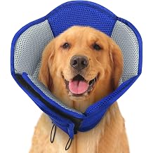 Dog Cones for Large Dogs, Soft Pet Cone Stop Licking After Surgery, Adjustable Pet E-Collar Alternative for Wound Healing, Blue X-Large