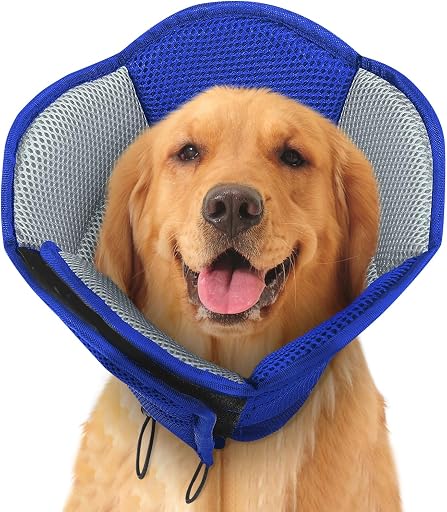Dog Cones for Large Dogs, Soft Pet Cone Stop Licking After Surgery, Adjustable Pet E-Collar Alternative for Wound Healing, Blue X-Large