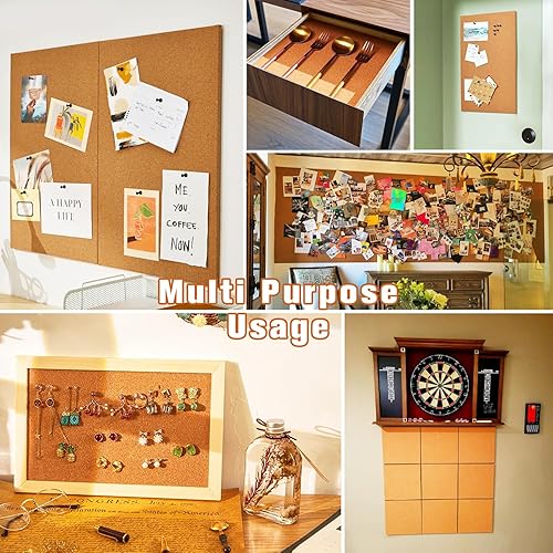 Miniatura 6 de Rollo de tablero de corcho de 48 x 24 pulgadas, 14 pulgadas de grosor, sin adhesivo, decorativo, grande, para paredesoficina, tablero de corcho