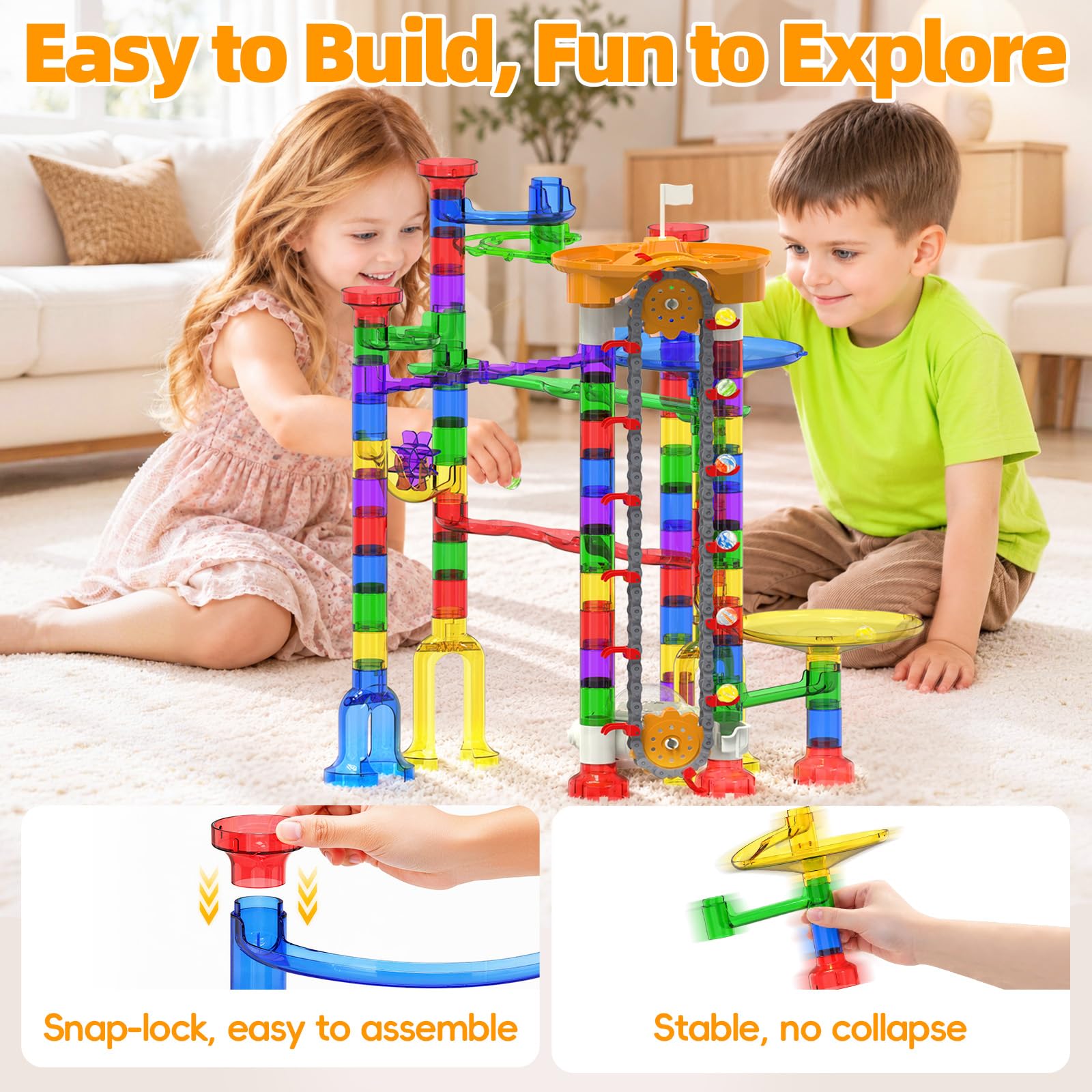 Marble Runs for Kids - 200 Pcs Maze Track -5