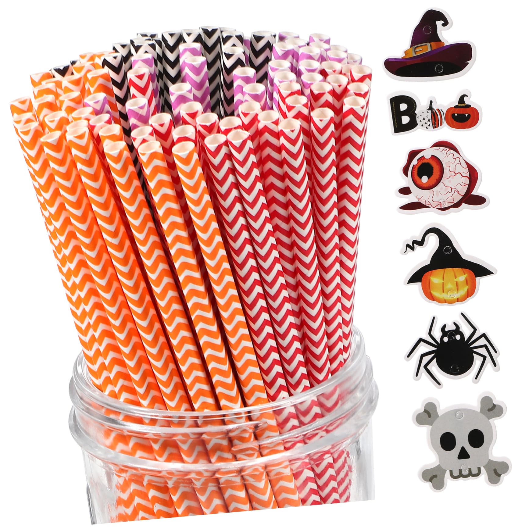 Mikinona 6confezioni Cannucce di Carta di Halloween Stampa Righe Colorata Decorazioni per Feste e Uso in Famiglia Realizzate Materiali di Carta Sicuri
