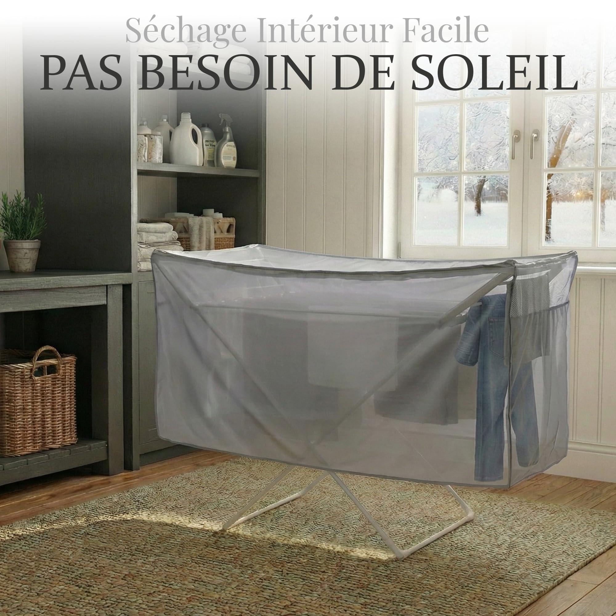 Étendoir à Linge Chauffant, Sèche Serviette Électrique Pliable, Sechoir a Linge Electrique Basse Consommation | 18 Barres Aluminium | Écran LED & Minuterie | Housse Thermique & Panier Inclus