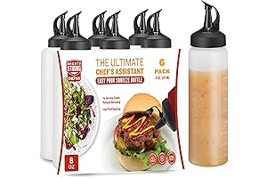 6 Pack Condiments Bottles: Leak-Proof, Squeeze Bottles for Sauces, Liquids